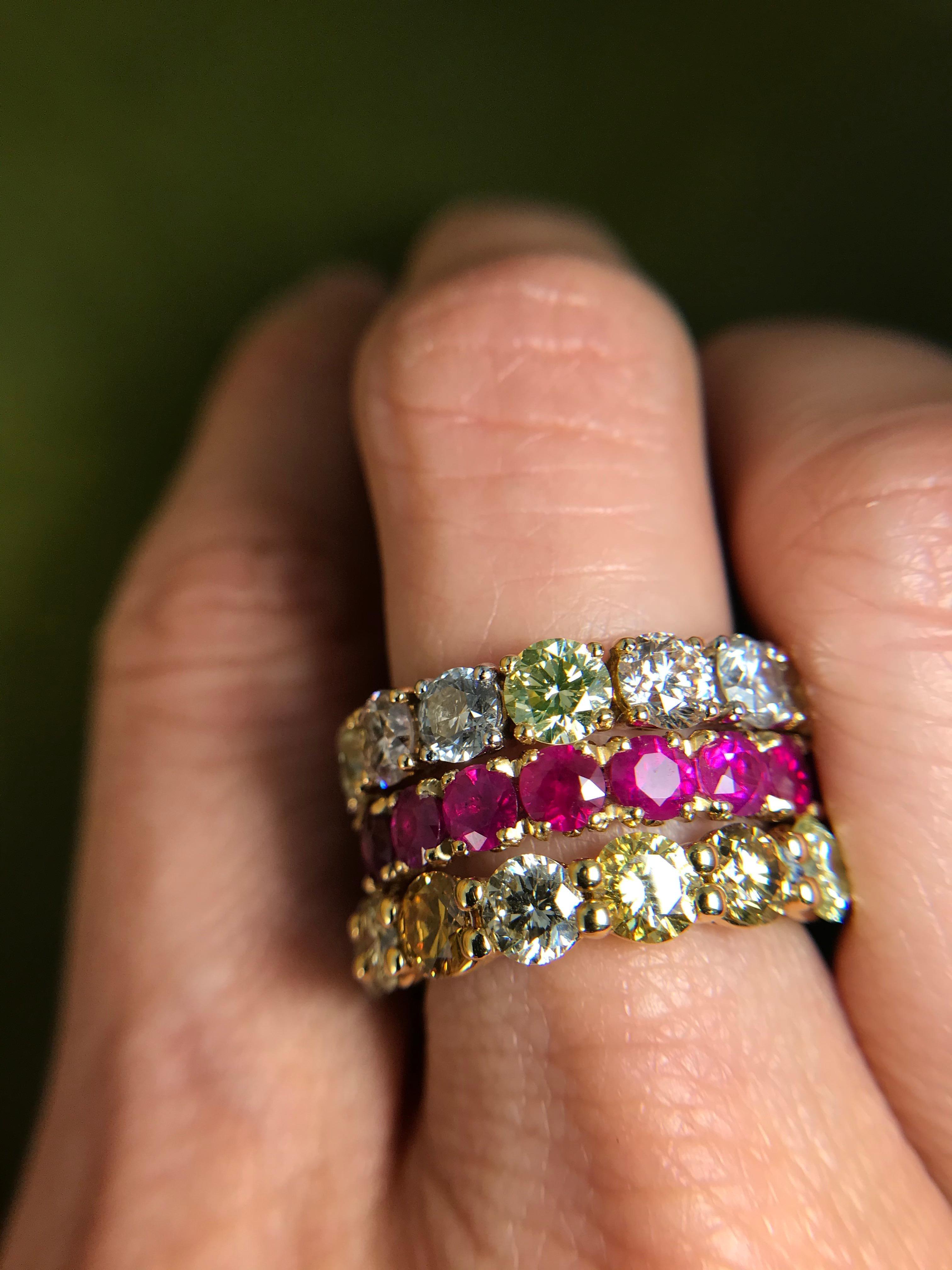 Round Cut Eternity Ring with Rubies in 18 Karat Yellow Gold For Sale