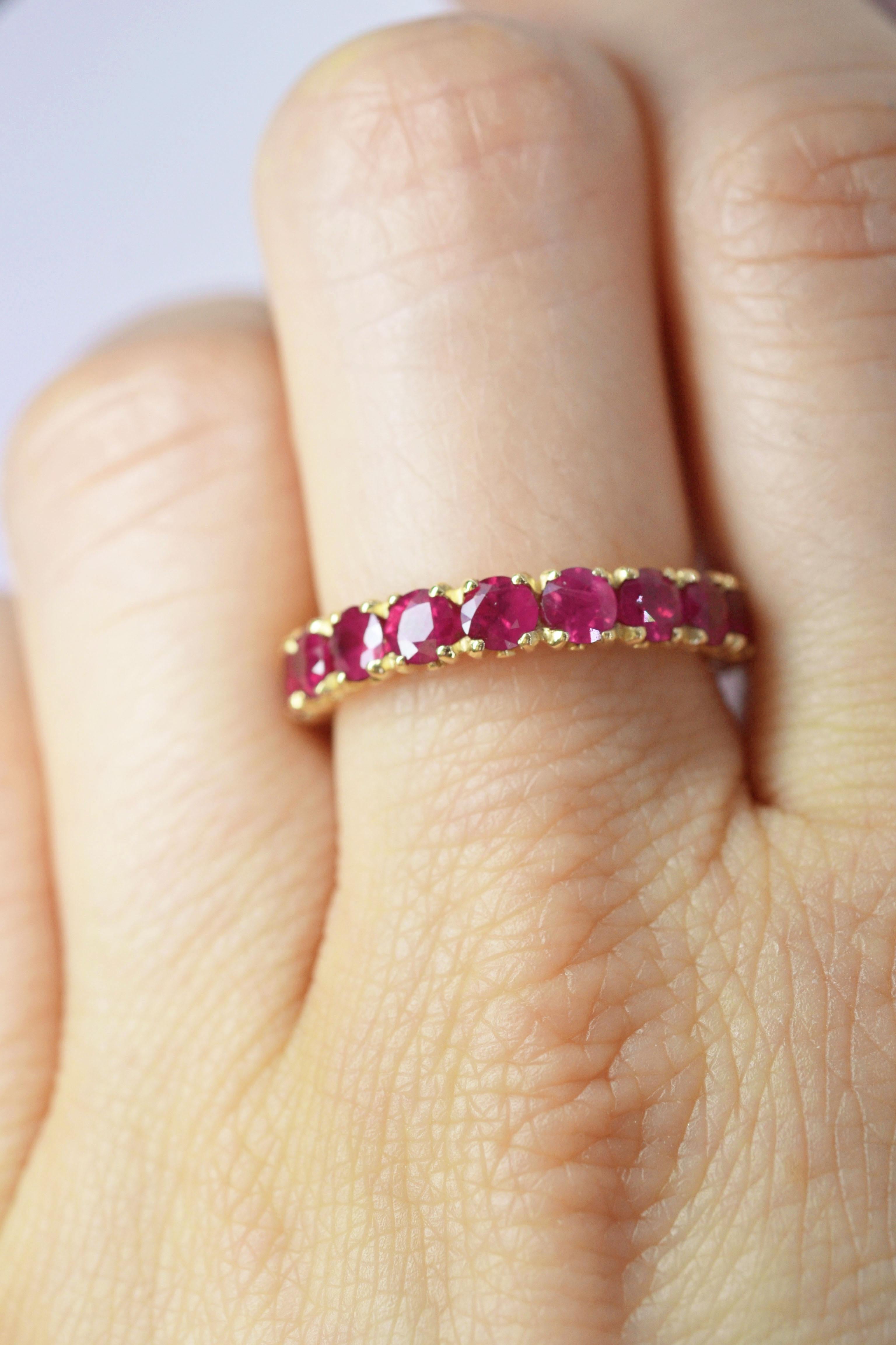 Eternity Ring with Rubies in 18 Karat Yellow Gold In New Condition For Sale In London, GB