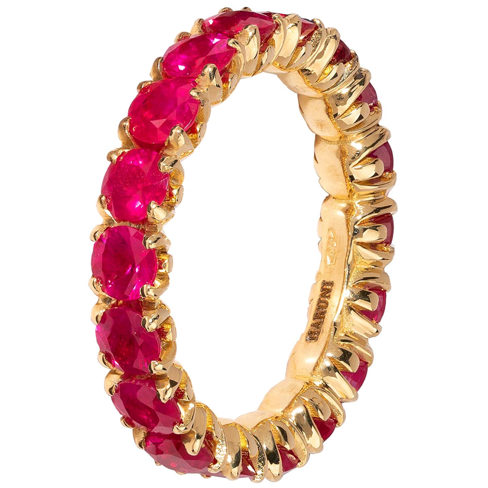 Eternity Ring with Rubies in 18 Karat Yellow Gold For Sale