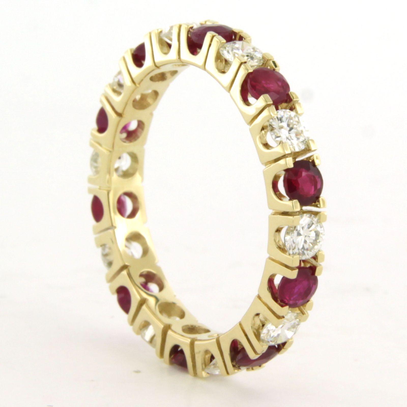 Bague éternité avec rubis et diamants taille brillant jusqu'à 1.12ct or 14k 3.0 gr Neuf - En vente à The Hague, ZH