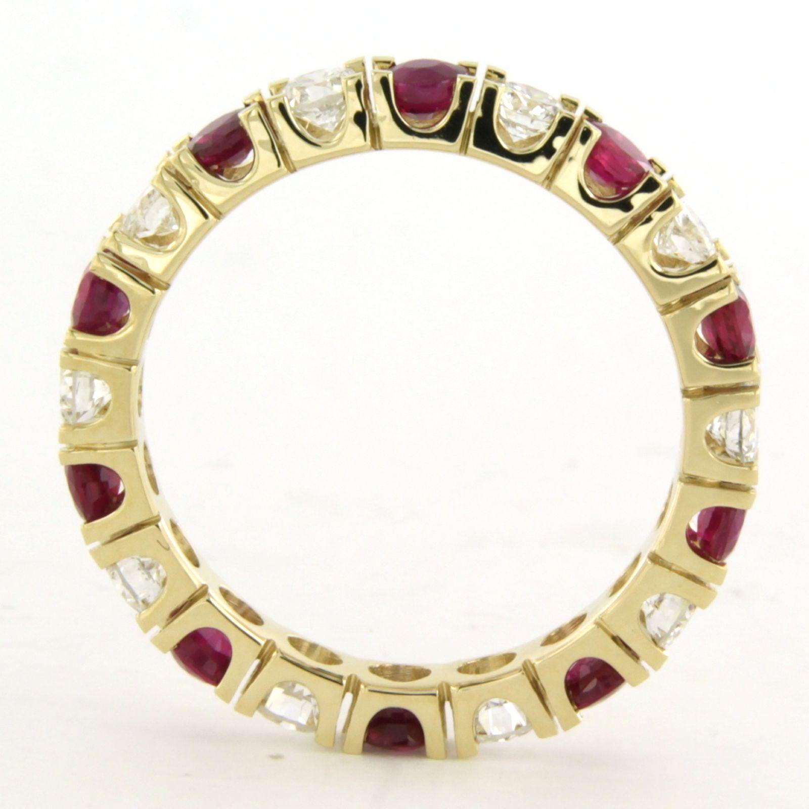 Bague éternité avec rubis et diamants taille brillant jusqu'à 1.12ct or 14k 3.0 gr Pour femmes en vente