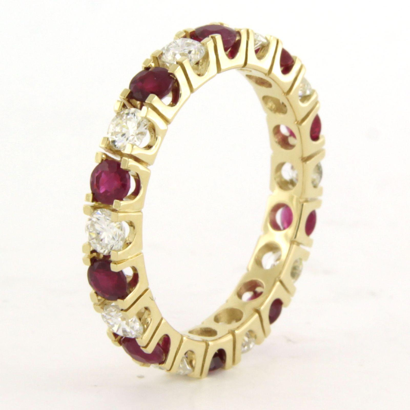 Bague éternité avec rubis et diamants taille brillant jusqu'à 1.12ct or 14k 3.0 gr en vente 1