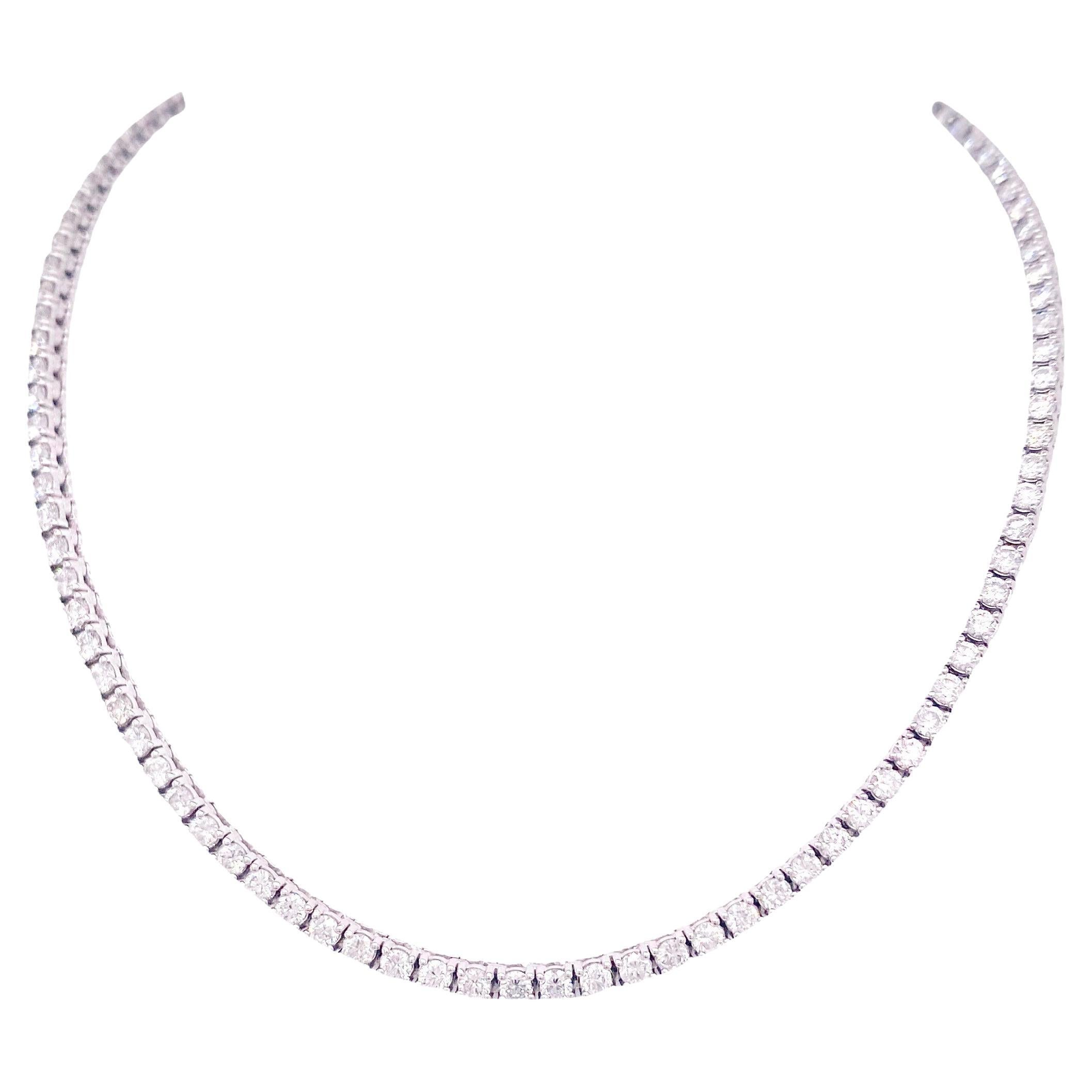 Eternity Riviera Necklace 5.50 Carat Diamond Tennis Necklace, White or Yellow For Sale