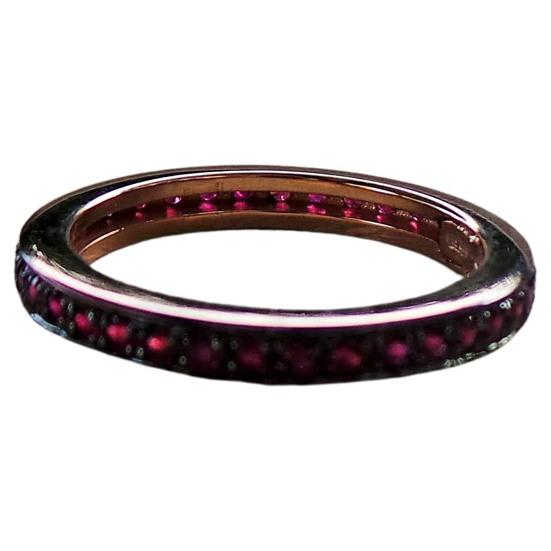 Eternity Rubies 0.70k Rose Gold Stackable Cocktail Ring For Sale