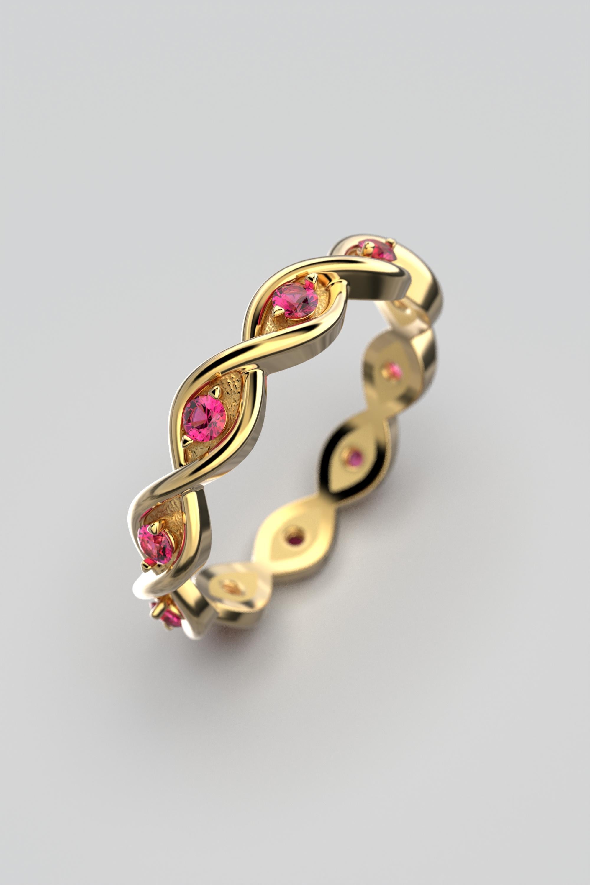 For Sale:  Eternity Ruby Band Handcrafted in Italy in 18k Solid Gold by Oltremare Gioielli 3