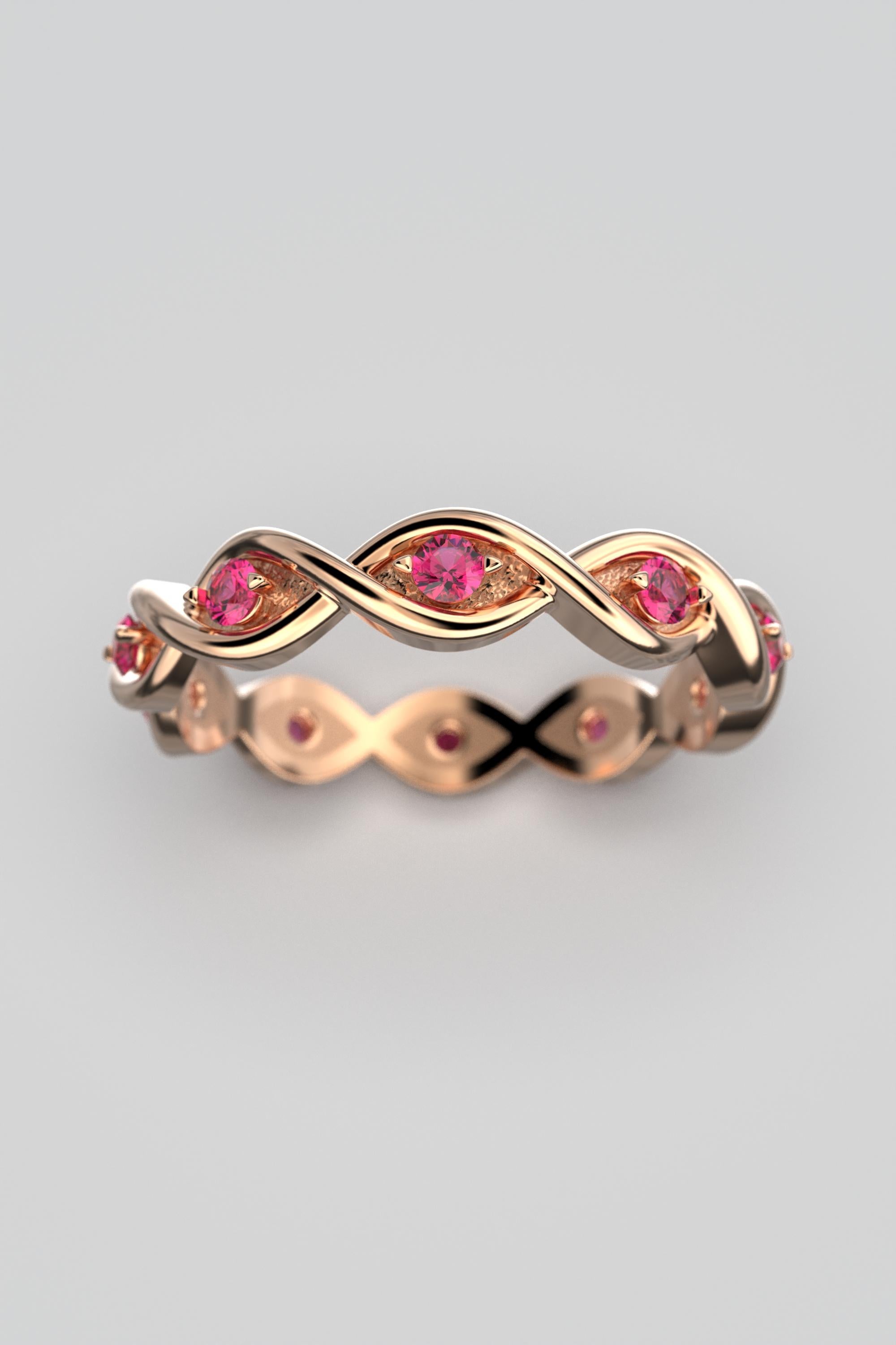 For Sale:  Eternity Ruby Band Handcrafted in Italy in 18k Solid Gold by Oltremare Gioielli 6