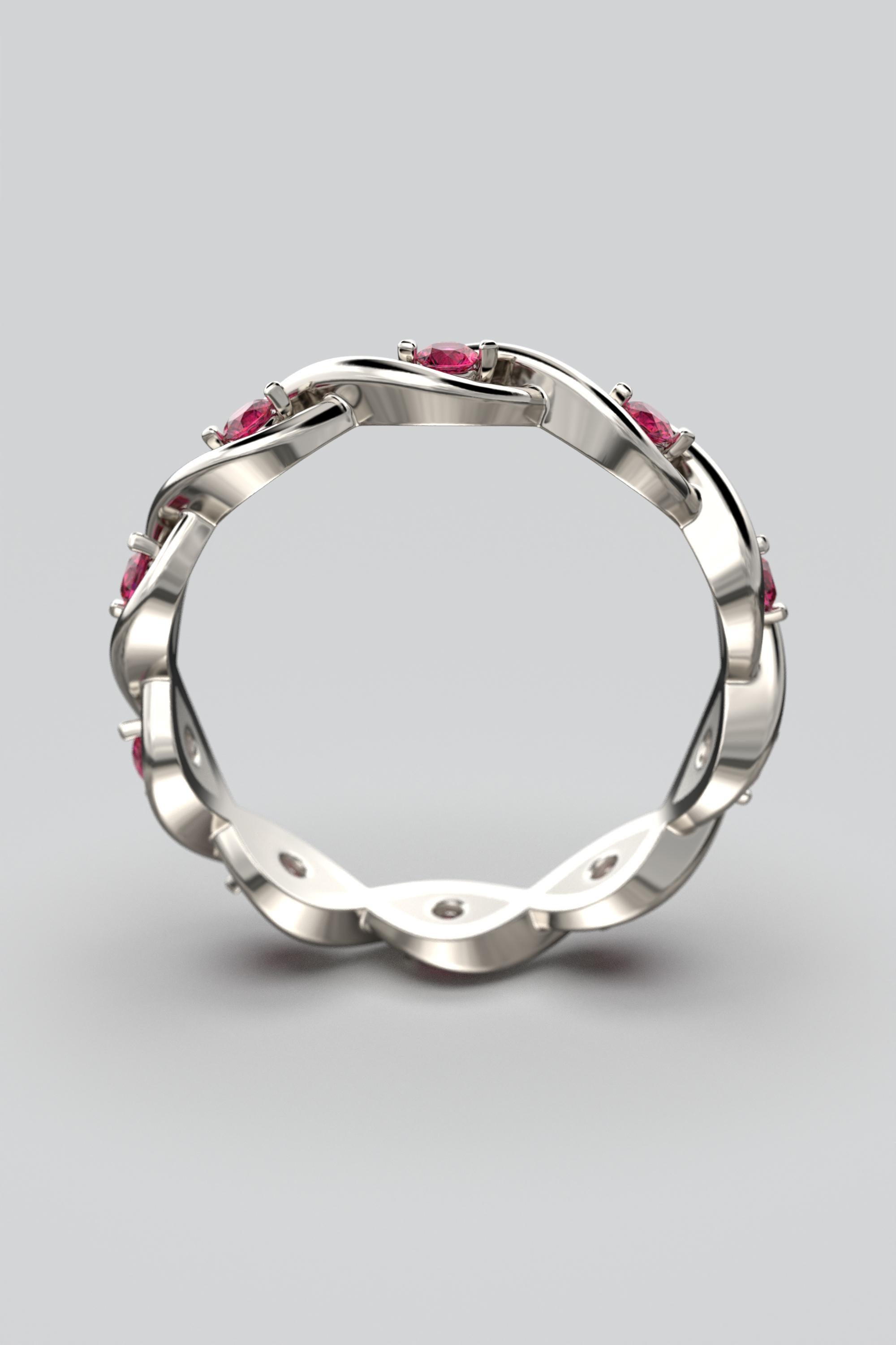 For Sale:  Eternity Ruby Band Handcrafted in Italy in 18k Solid Gold by Oltremare Gioielli 7