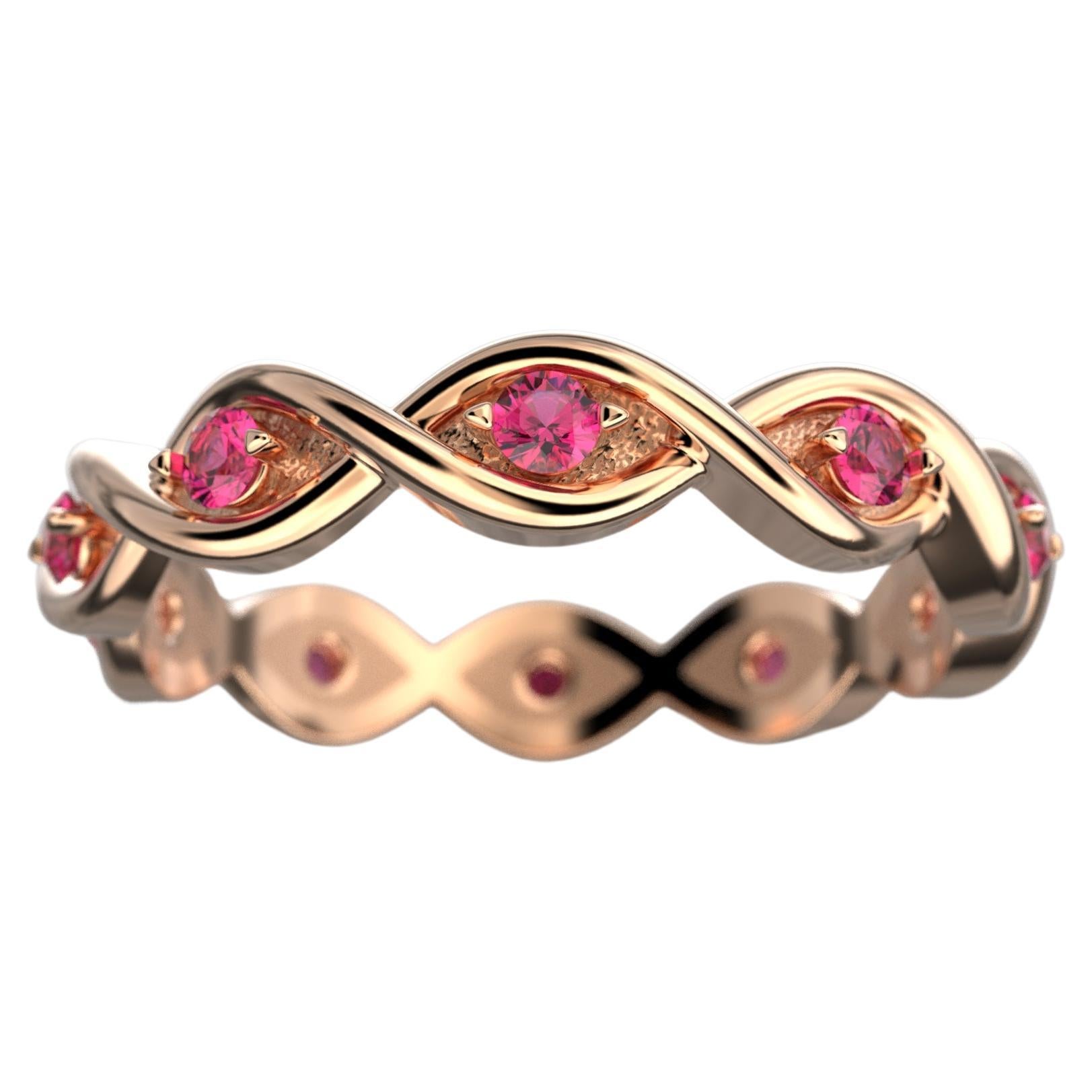 For Sale:  Eternity Ruby Band Handcrafted in Italy in 18k Solid Gold by Oltremare Gioielli