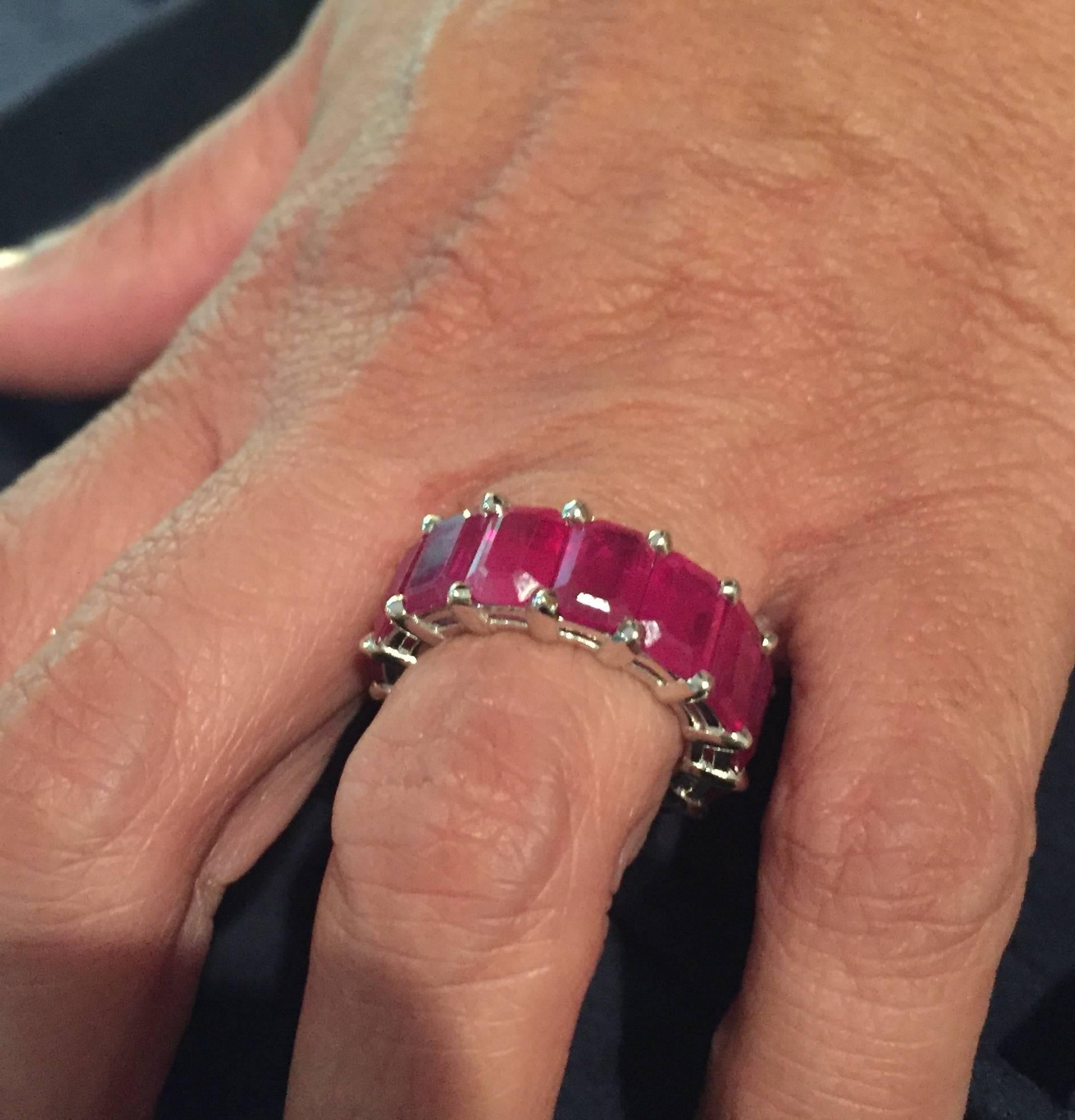 Eternity Ruby Emerald Cut 10 Carat In New Condition For Sale In Great Neck, NY
