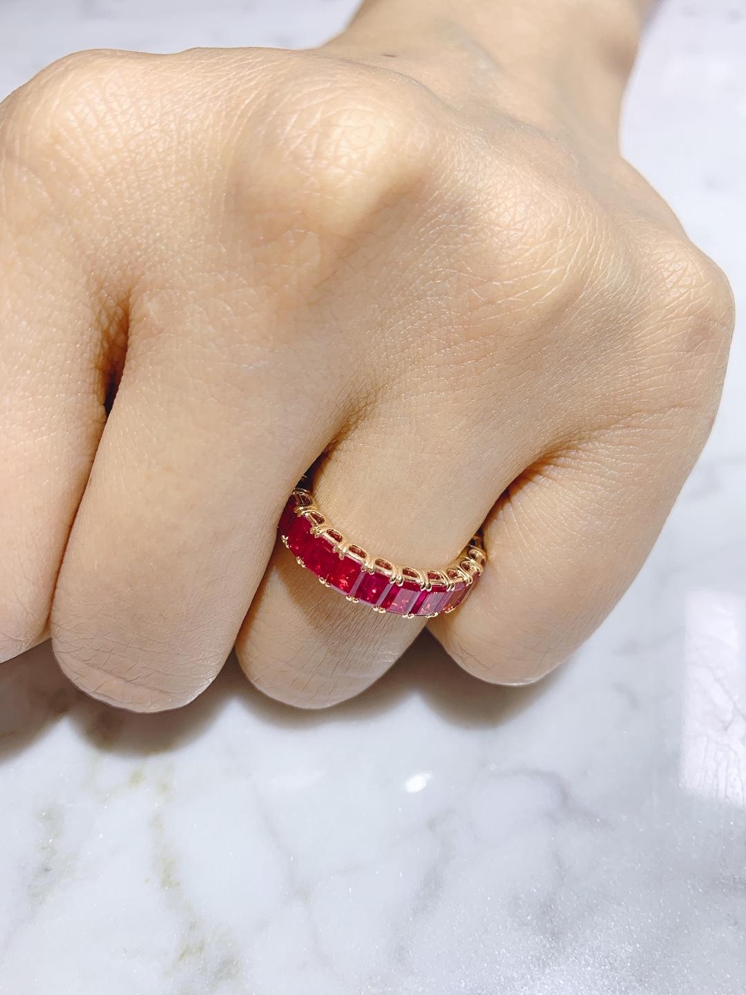 18K Rose Gold Eternity Ruby Band Ring  For Sale 2