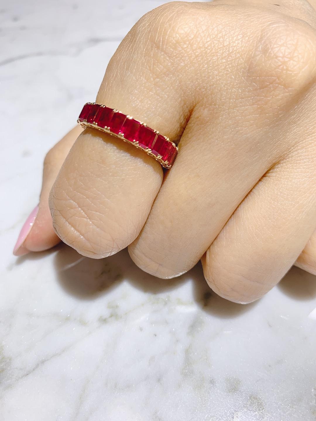 18K Rose Gold Eternity Ruby Band Ring  In New Condition For Sale In Tsim Sha Tsui, HK