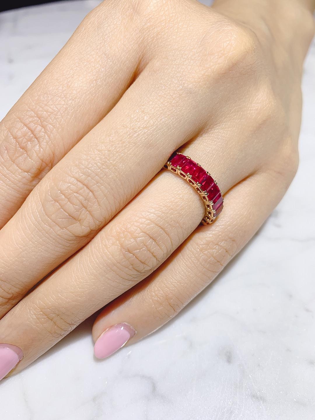 18K Rose Gold Eternity Ruby Band Ring  For Sale 1