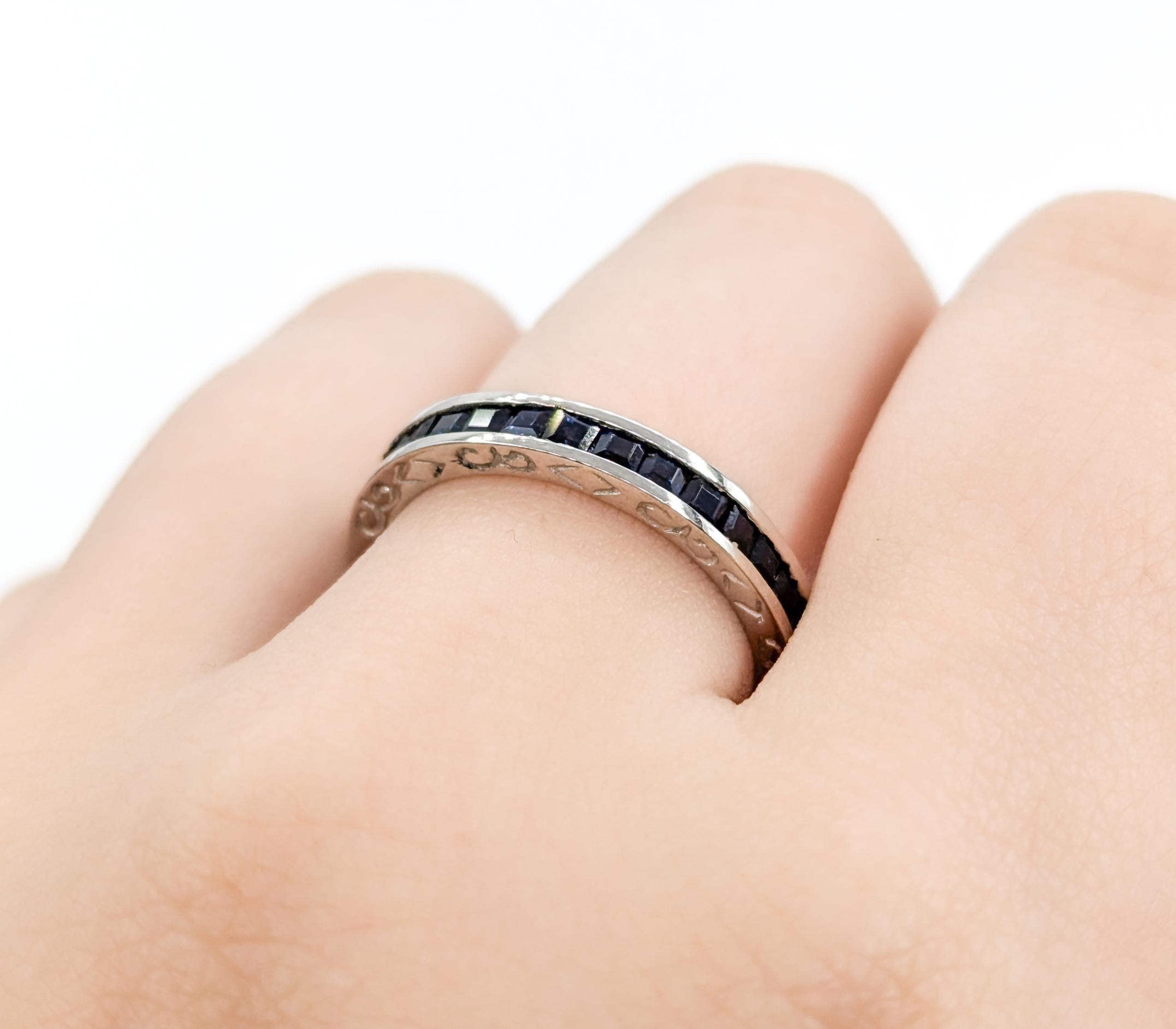 Eternity Sapphire Bridal Ring in White Gold In Excellent Condition For Sale In Bloomington, MN