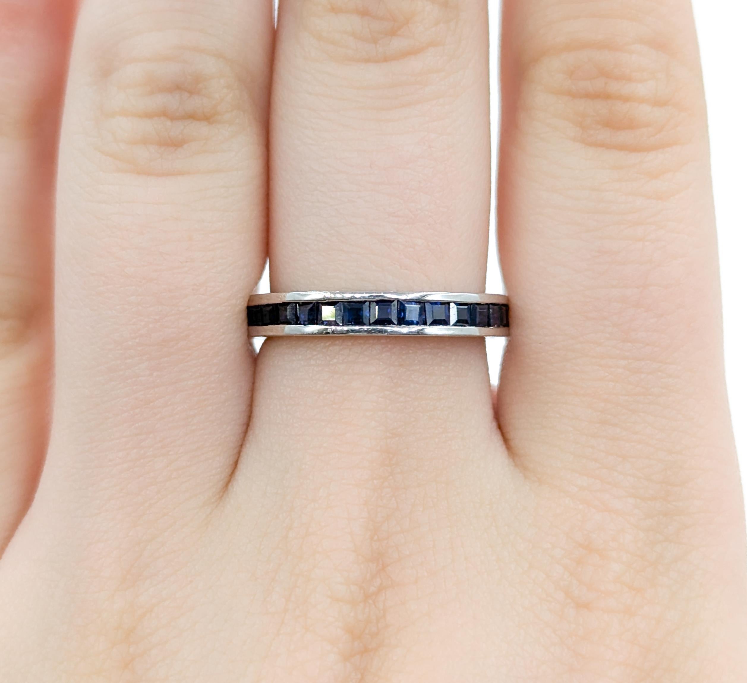Women's Eternity Sapphire Bridal Ring in White Gold For Sale