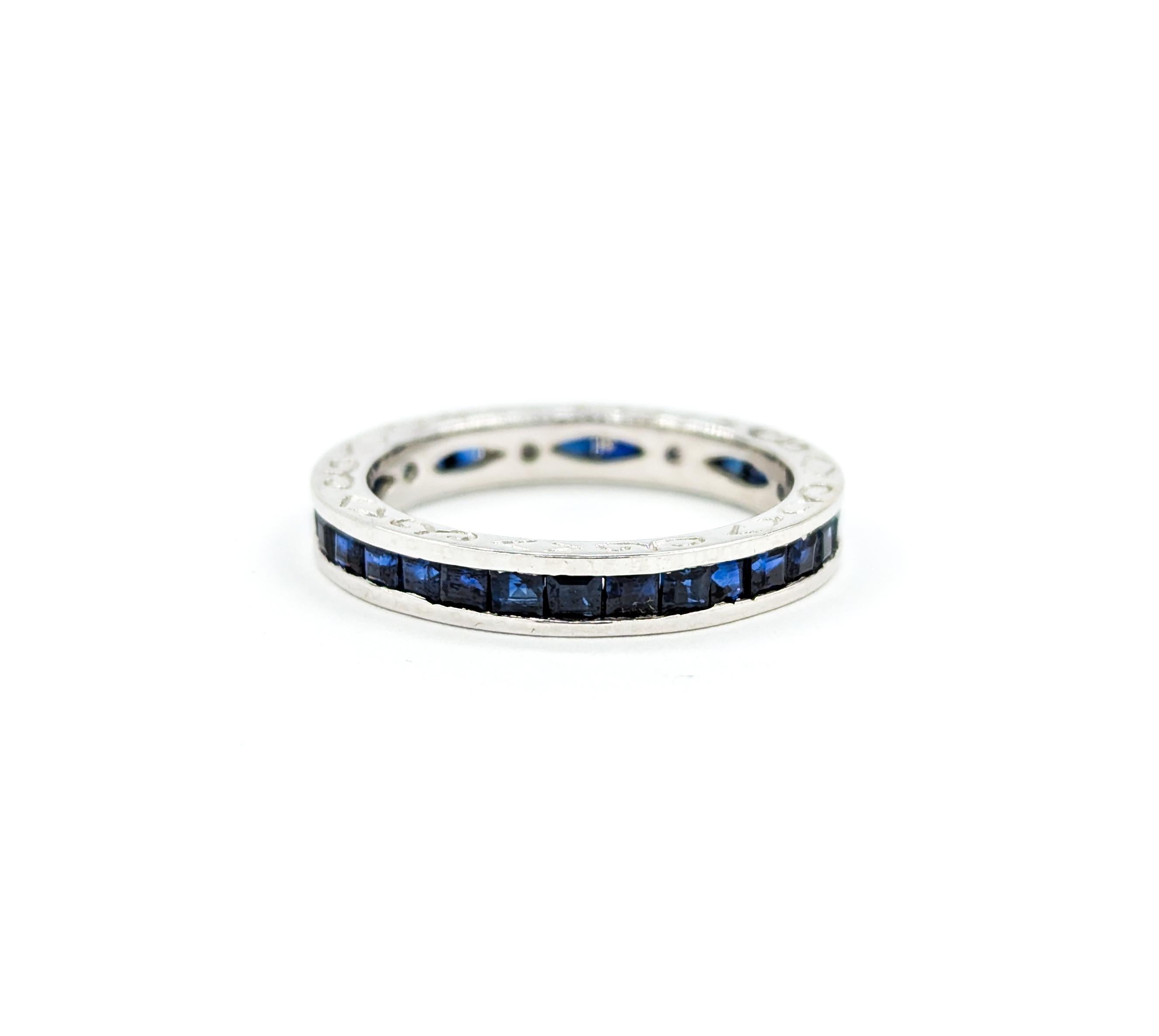 Eternity Sapphire Bridal Ring in White Gold For Sale 1