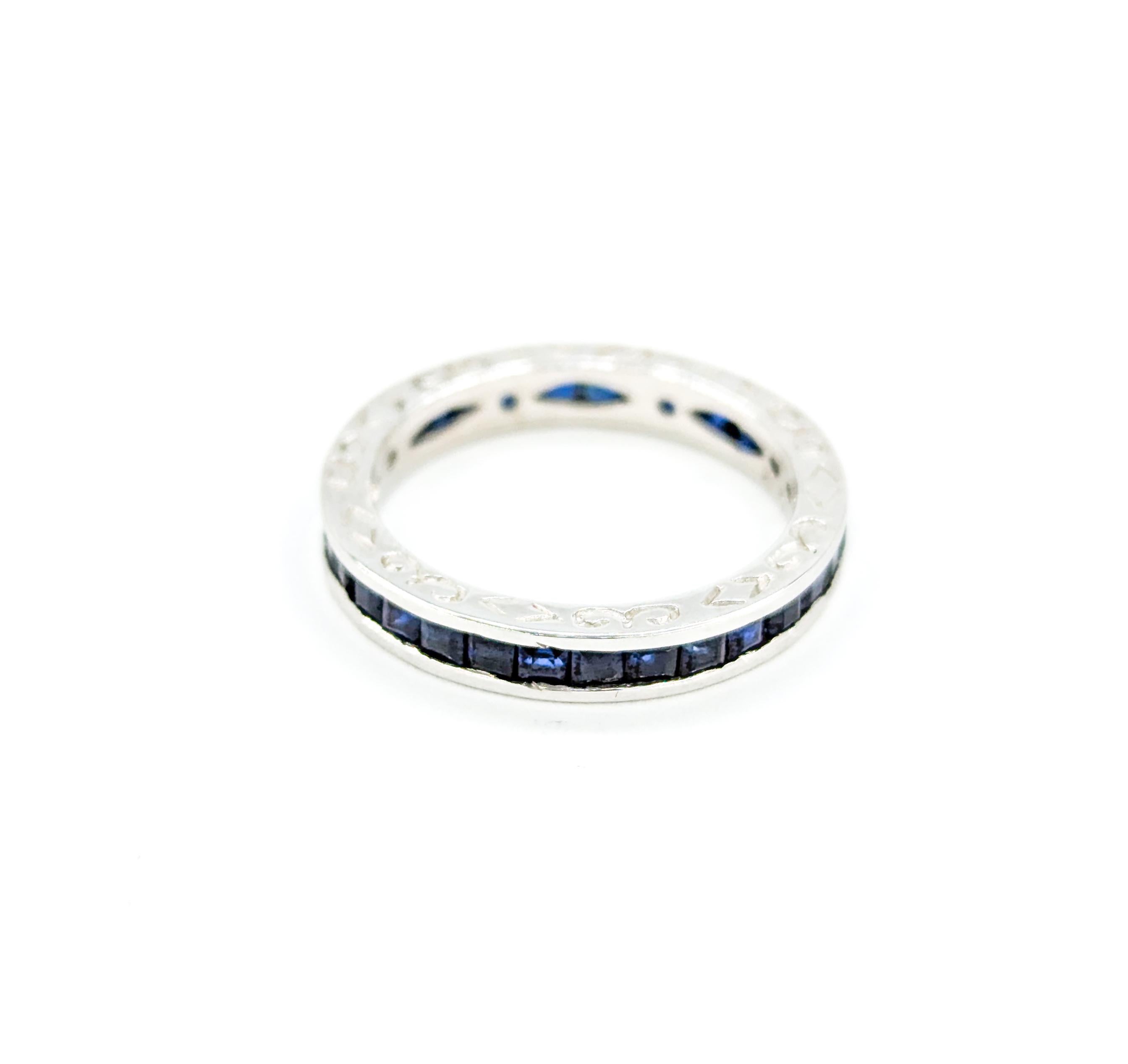 Eternity Sapphire Bridal Ring in White Gold For Sale 2