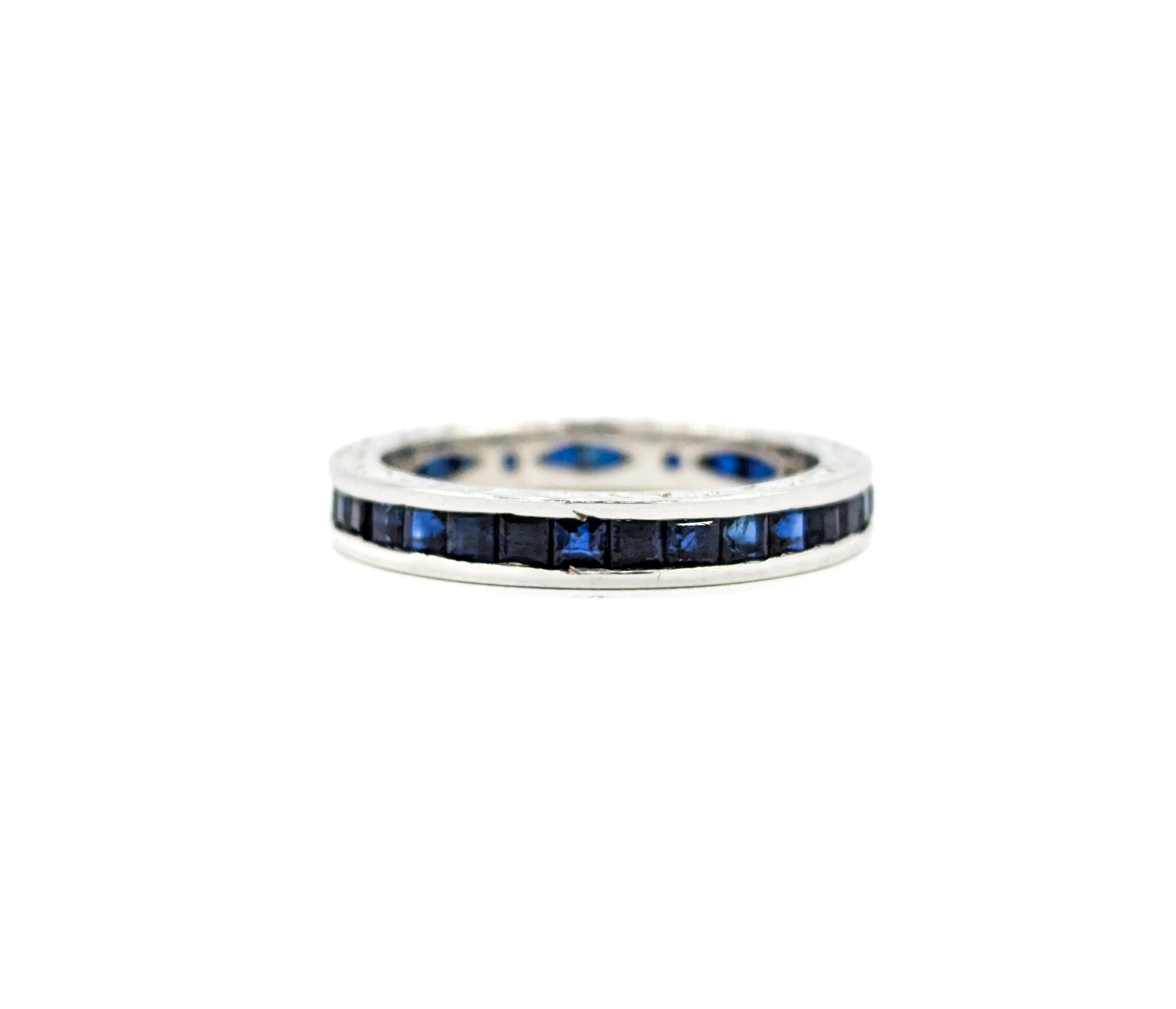 Eternity Sapphire Bridal Ring in White Gold For Sale 3