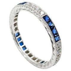 Eternity Sapphire & Diamond Ring 18k White Gold
