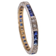Eternity Station Ring in 18Kt White Gold with 1.32 Cts in Sapphires and Diamonds