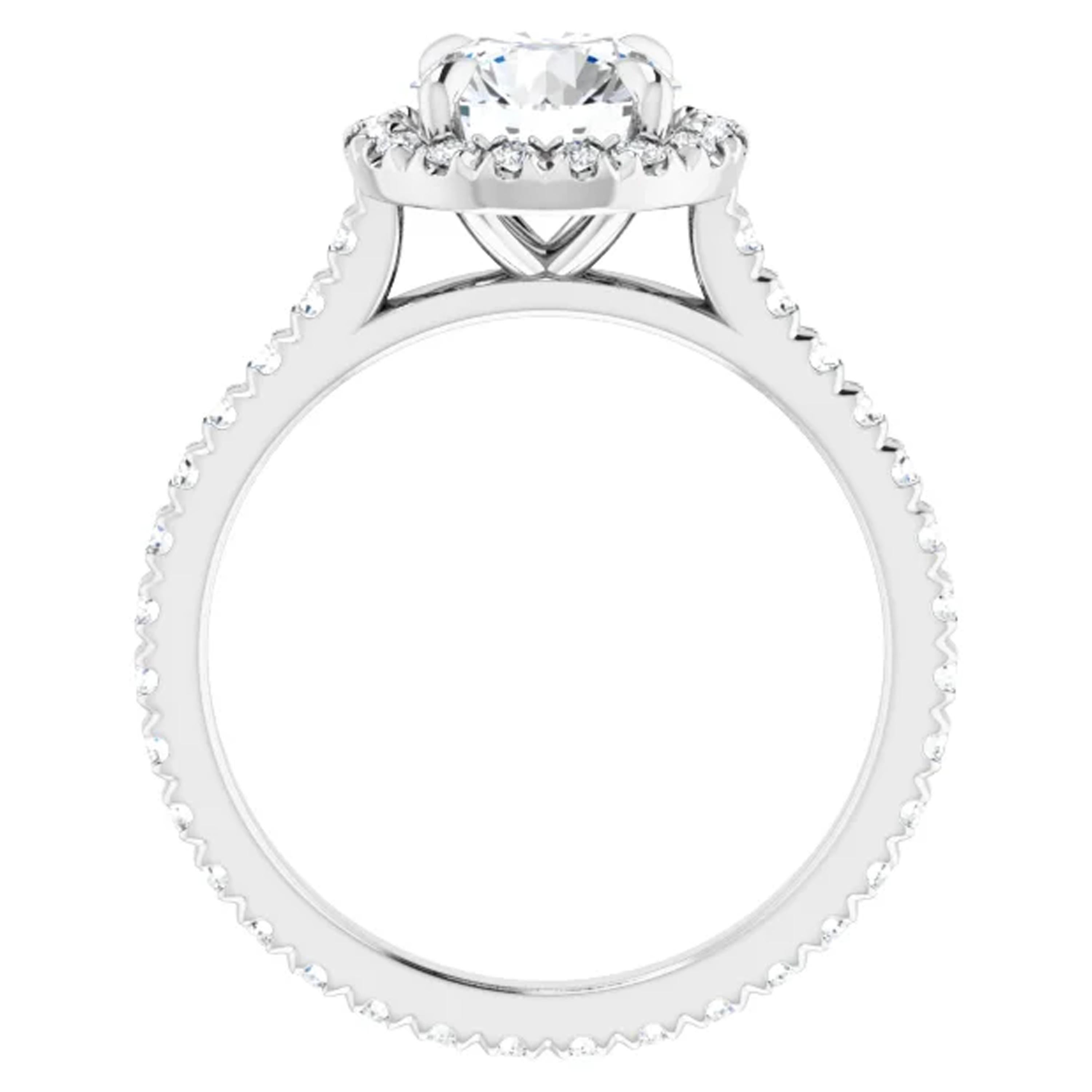 Contemporary Eternity Style Halo GIA Round Brilliant White Diamond Engagement Ring 1.60 Carat For Sale