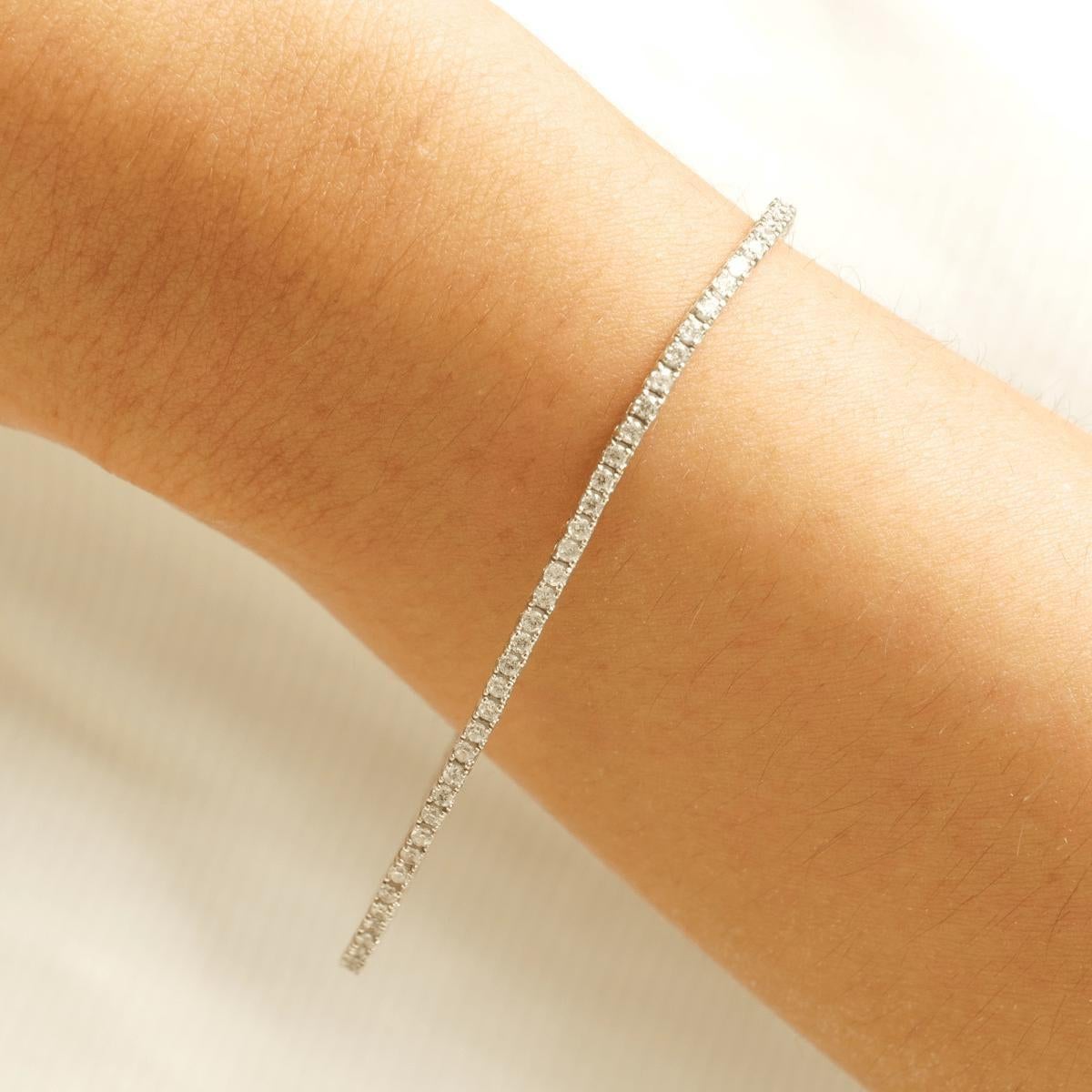 Eternity Tennis Diamant  Armband aus 14K massivem Gold (zertifiziert) (Art déco) im Angebot
