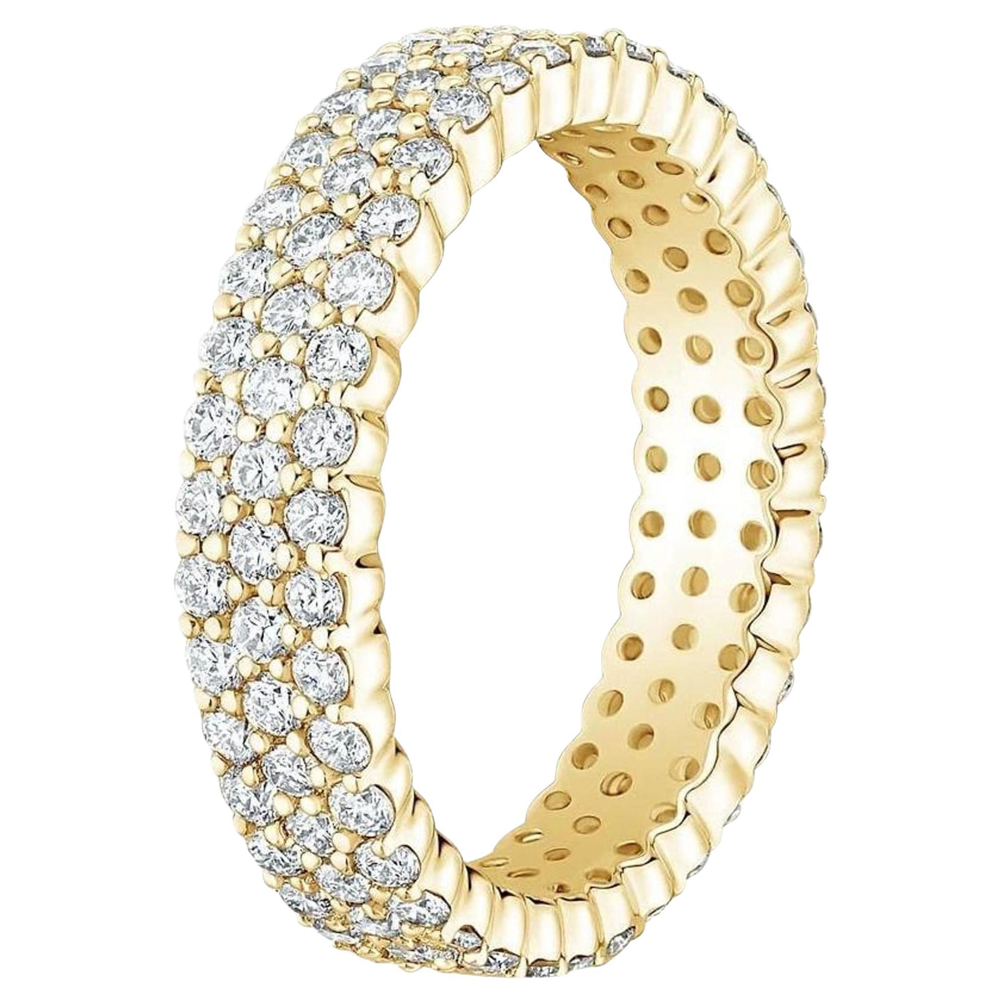 Eternity Triple Row 14K Gold Diamond Band Ring