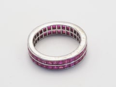 Eternity Two Row 0.46ct Squared Ruby Sterling Silver Band Ring