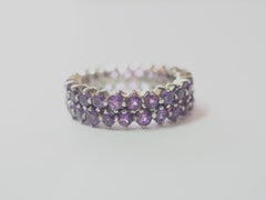 No Reserve- Eternity Two Row 2.40ct Amethyst Sterling Silver Band Ring