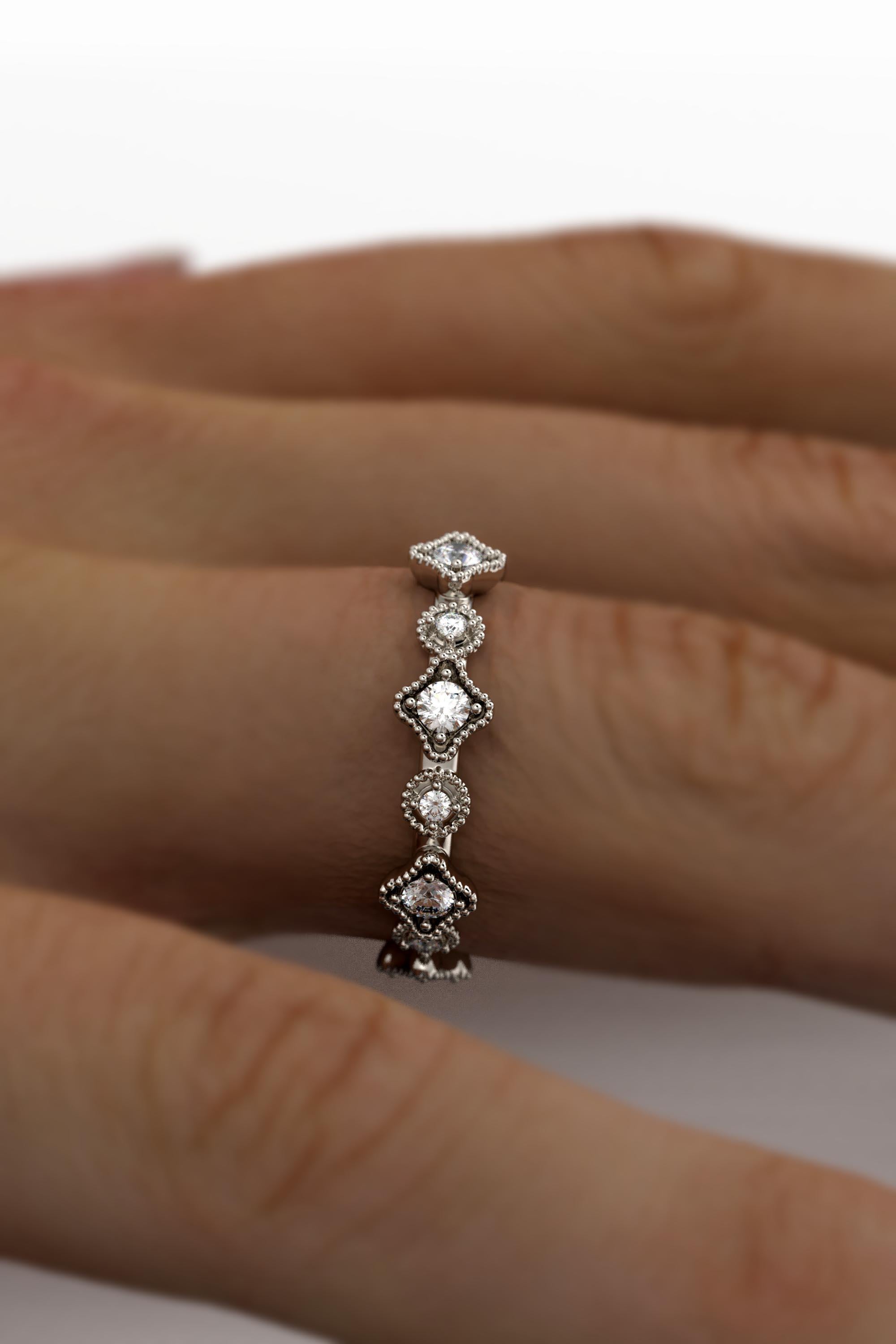 En venta: Alianza de Diamantes Eternidad, Oro Macizo Italiano 14k, 0,5 Quilates de Diamantes  3