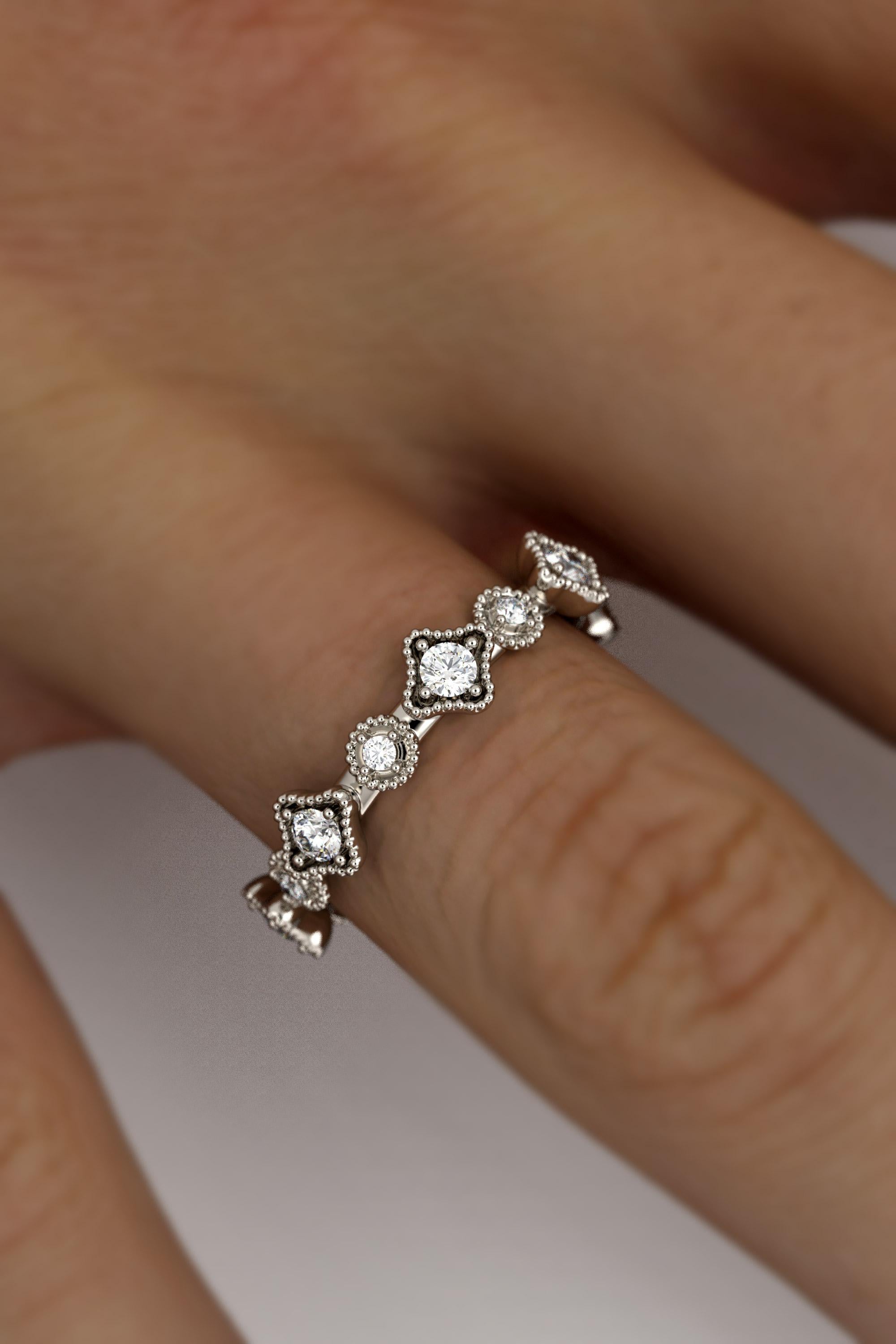 En venta: Alianza de Diamantes Eternidad, Oro Macizo Italiano 14k, 0,5 Quilates de Diamantes  4