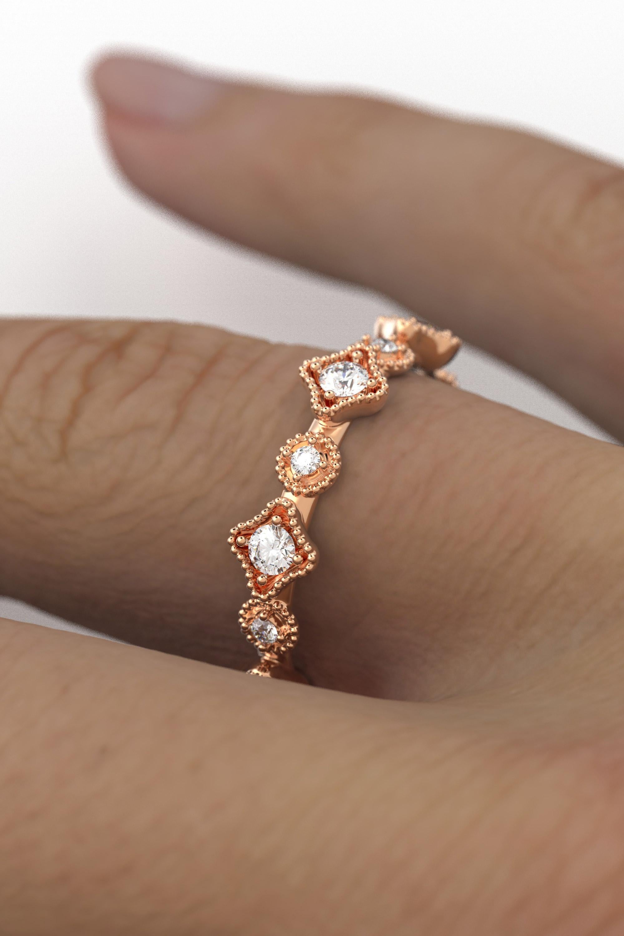 En venta: Alianza de Diamantes Eternidad, Oro Macizo Italiano 14k, 0,5 Quilates de Diamantes  6