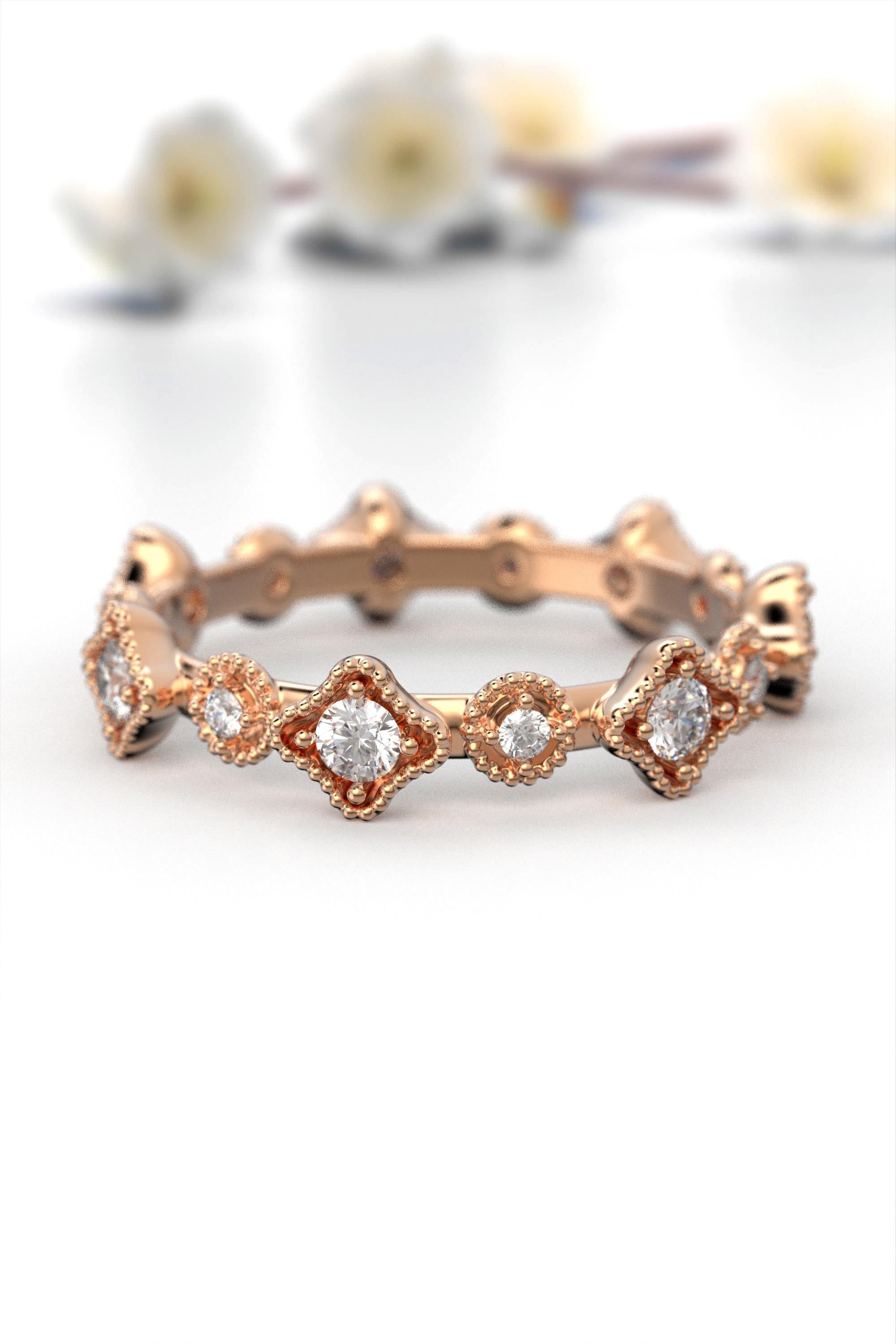 En venta: Alianza de Diamantes Eternidad, Oro Macizo Italiano 14k, 0,5 Quilates de Diamantes  9