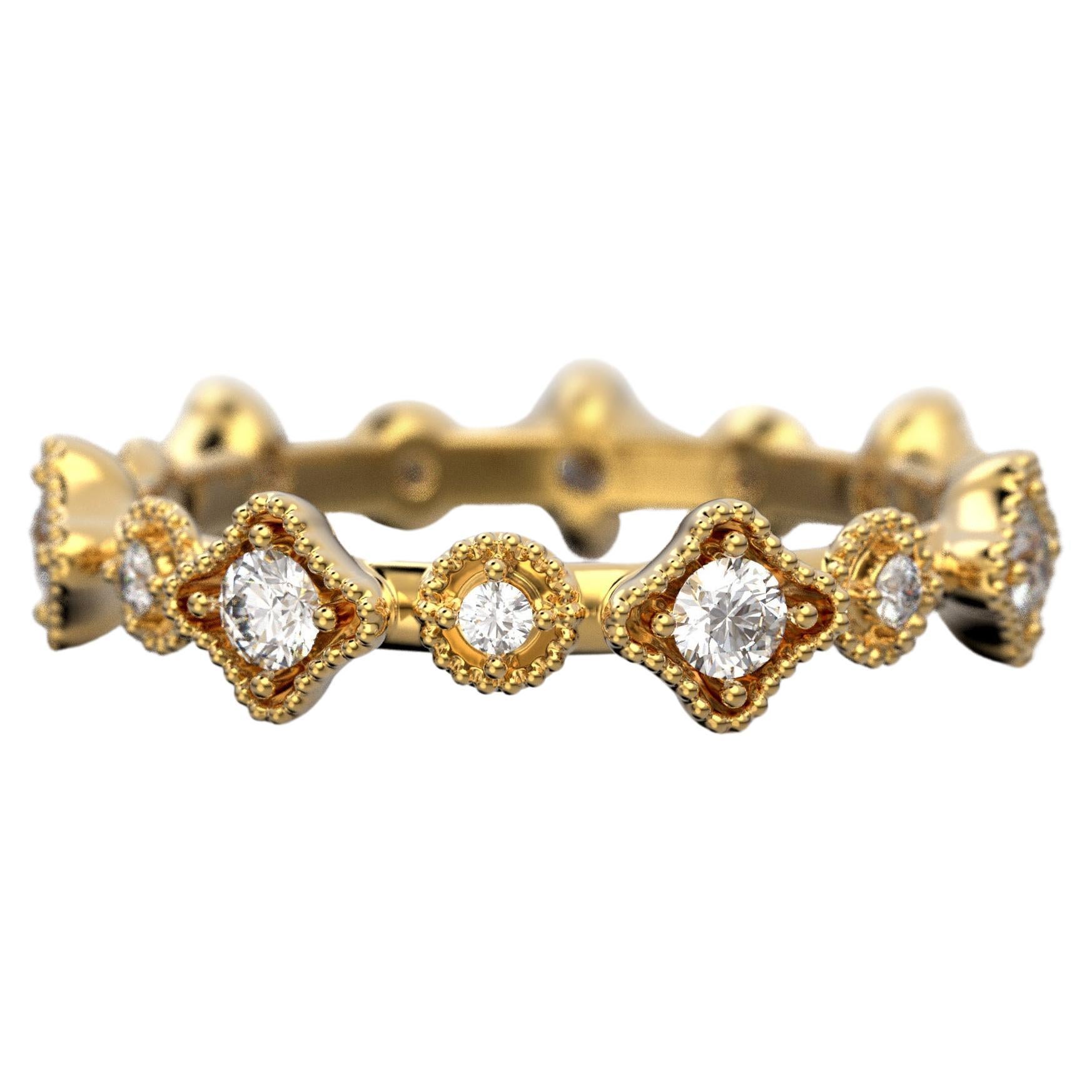 For Sale:  Eternity Wedding Diamond Band, Italian Solid Gold 14k, 0.5 Carats of Diamonds