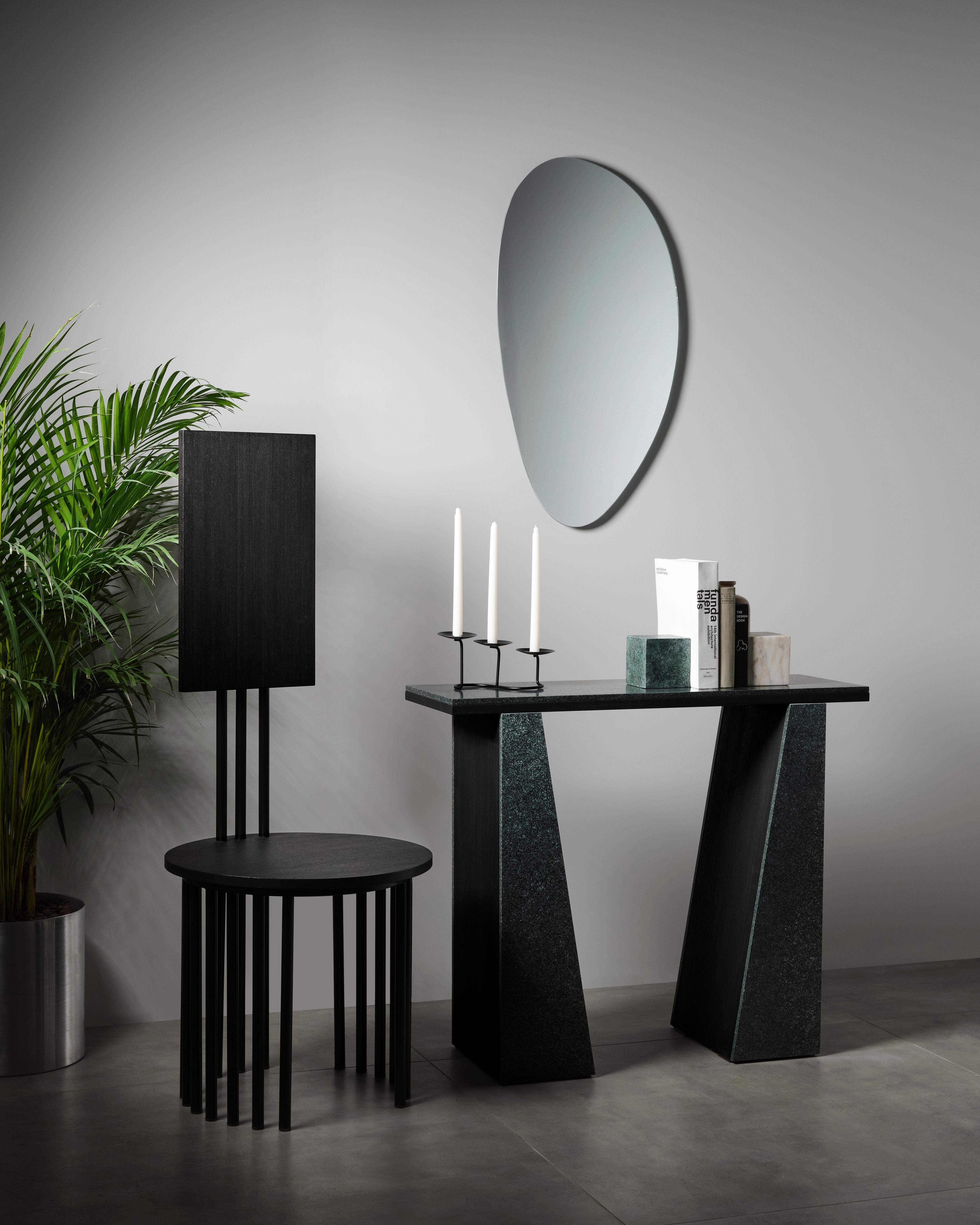 Modern Eterno Sideboard, Green Diabase Volcanic Stone and Black Wood, Studio Mohs For Sale
