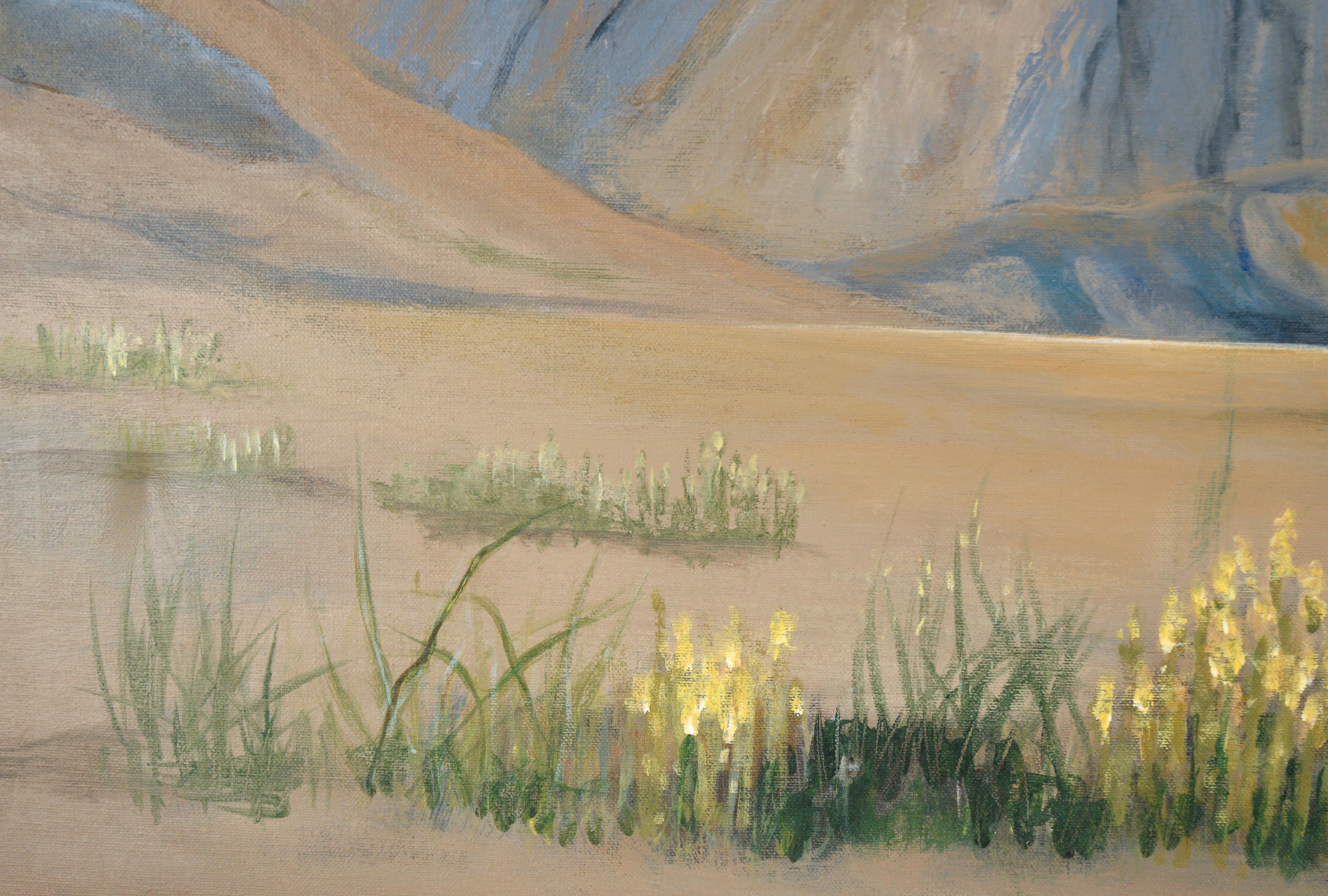 Desert Foothills Under a Blue Sky - Landscape in Acrylic on Canvas For Sale 2