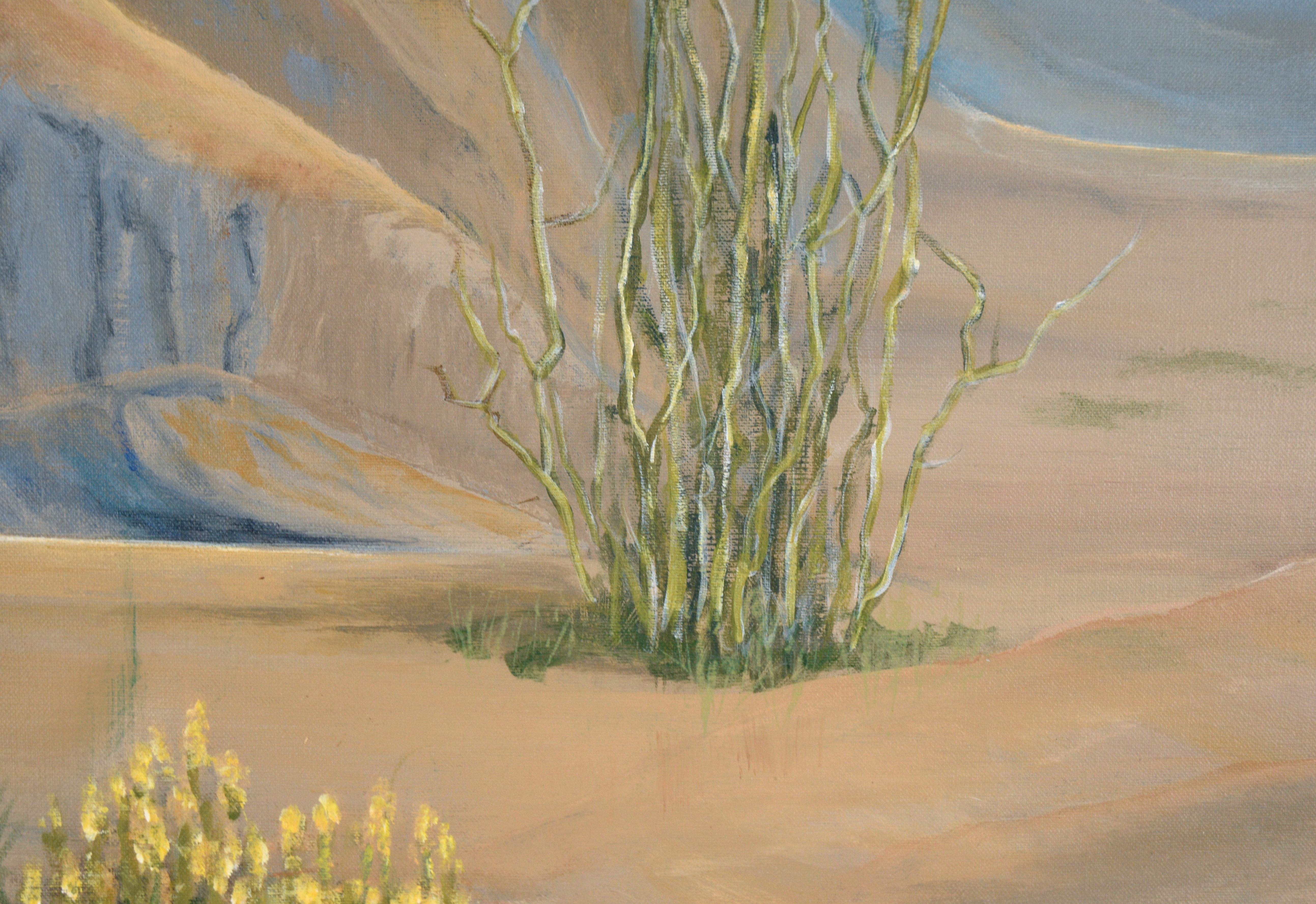 Desert Foothills Under a Blue Sky - Landscape in Acrylic on Canvas For Sale 4
