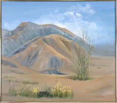 Vintage Desert Foothills Under a Blue Sky - Landscape in Acrylic on Canvas