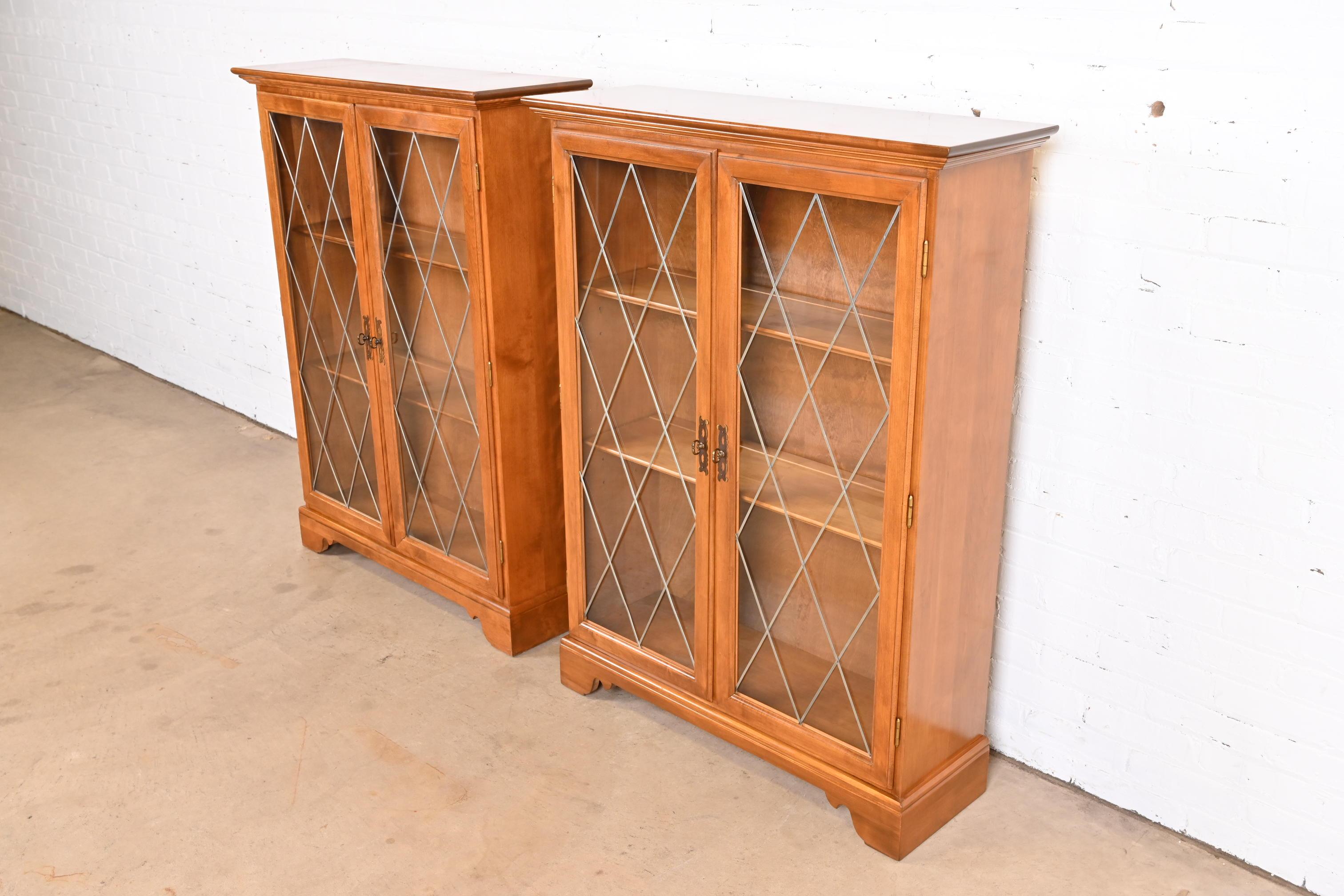 Late 20th Century Ethan Allen American Colonial Birch Bookcases, Pair