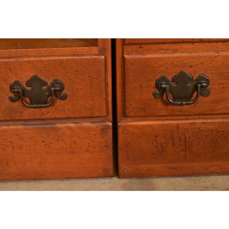 American Colonial Solid Maple Breakfront Bookcase Cabinet, 1960s For Sale 3