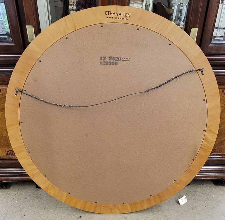 Ethan Allen American Dimensions Collection Round Satinwood Mirror For Sale at 1stDibs