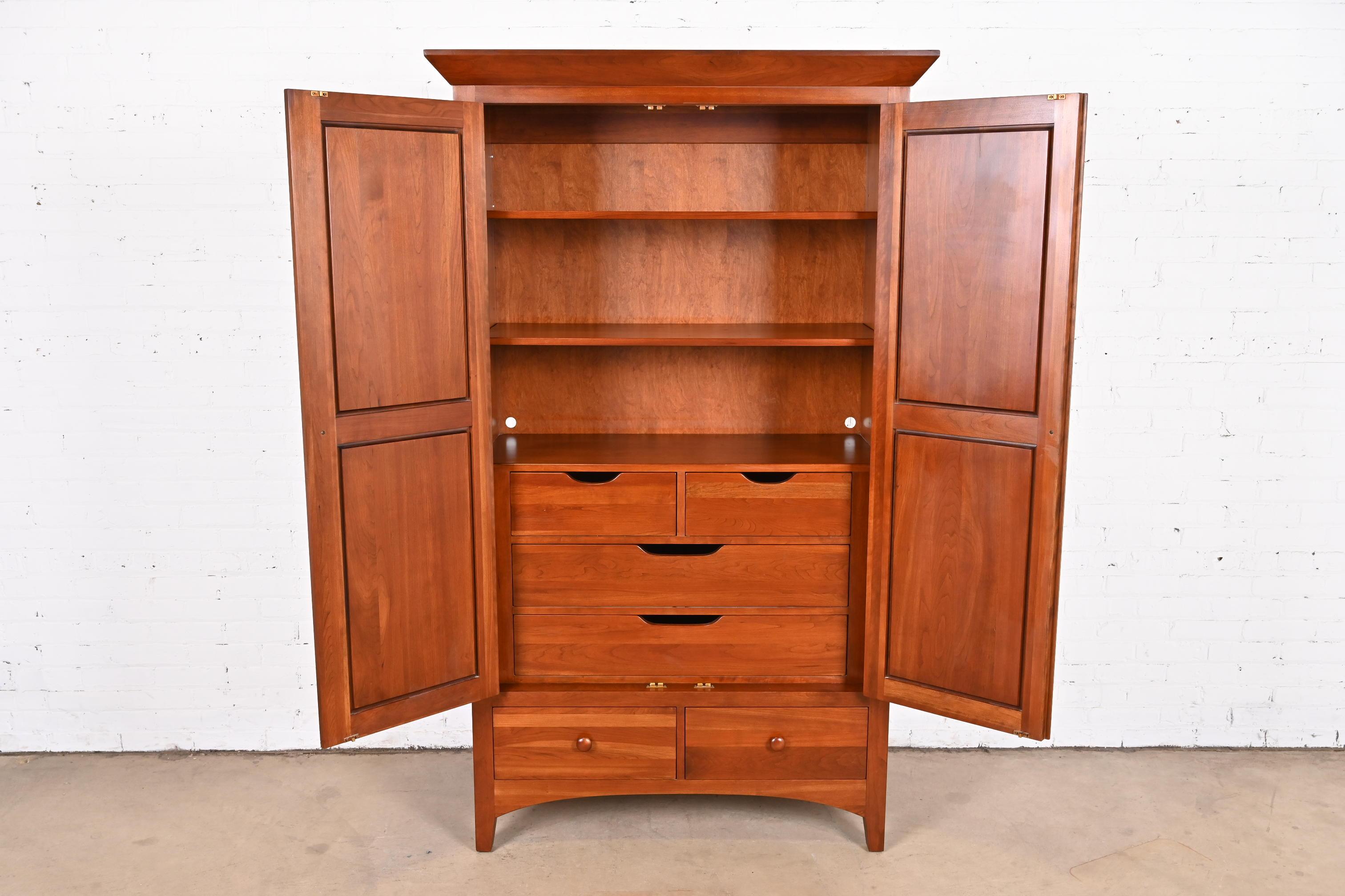 American Arts & Crafts Solid Cherry Wood Armoire Dresser