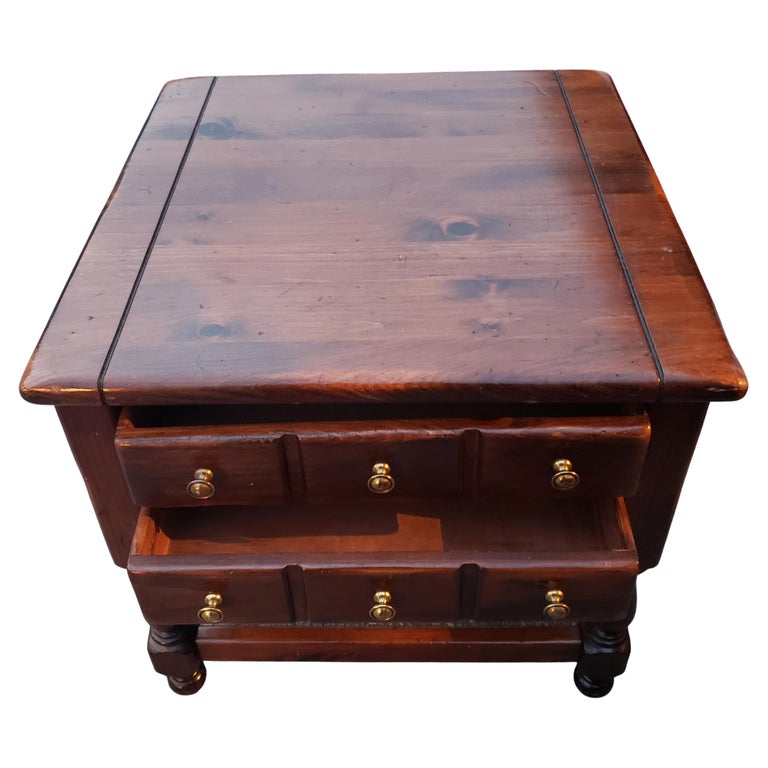 Ethan Allen Antique Pine Old Tavern Collection Side Tables Circa 1960s