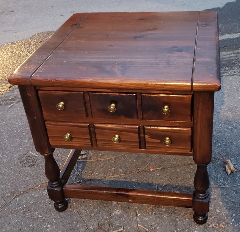 Ethan Allen Antique Pine Old Tavern Collection Side Tables Circa 1960s