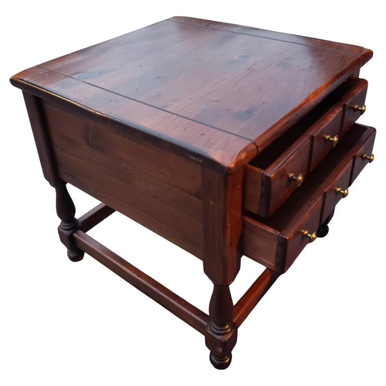 Ethan Allen Antique Pine Old Tavern Collection Side Tables Circa 1960s