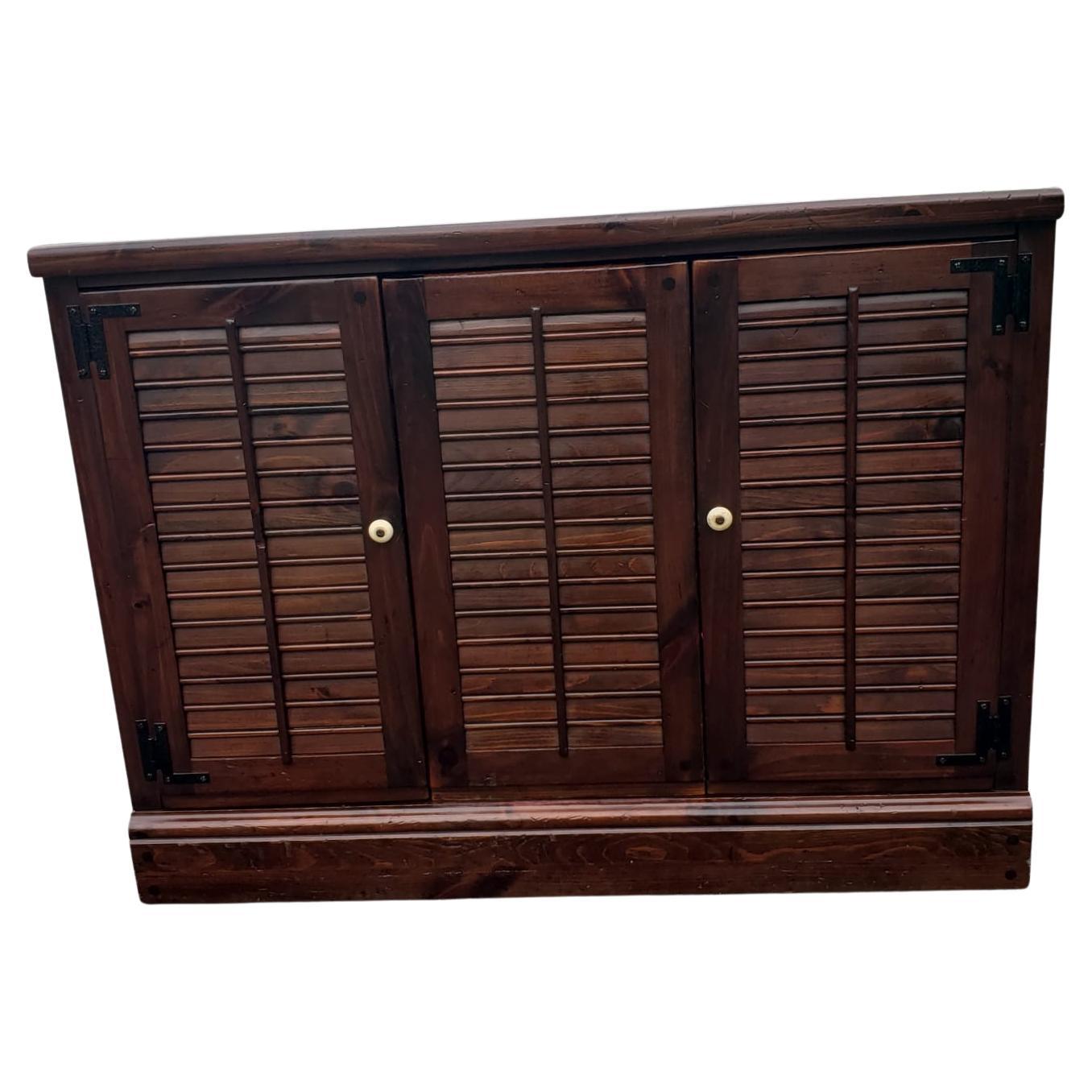 American Ethan Allen Antiqued Pine Custom Entertainment Cabinet