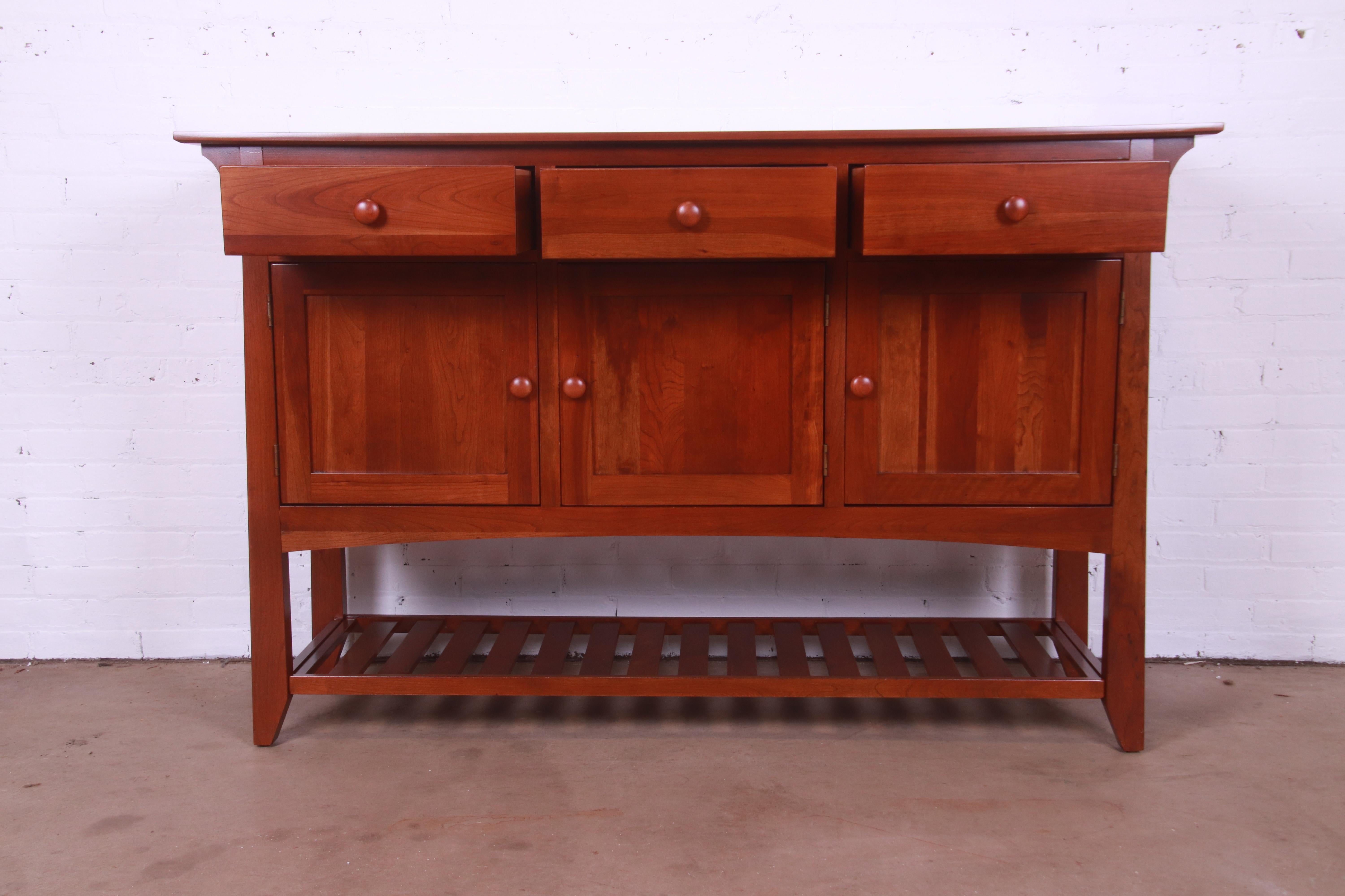 Ethan Allen Arts & Crafts Cherry Wood Sideboard or Bar Cabinet, Newly Refinished 1