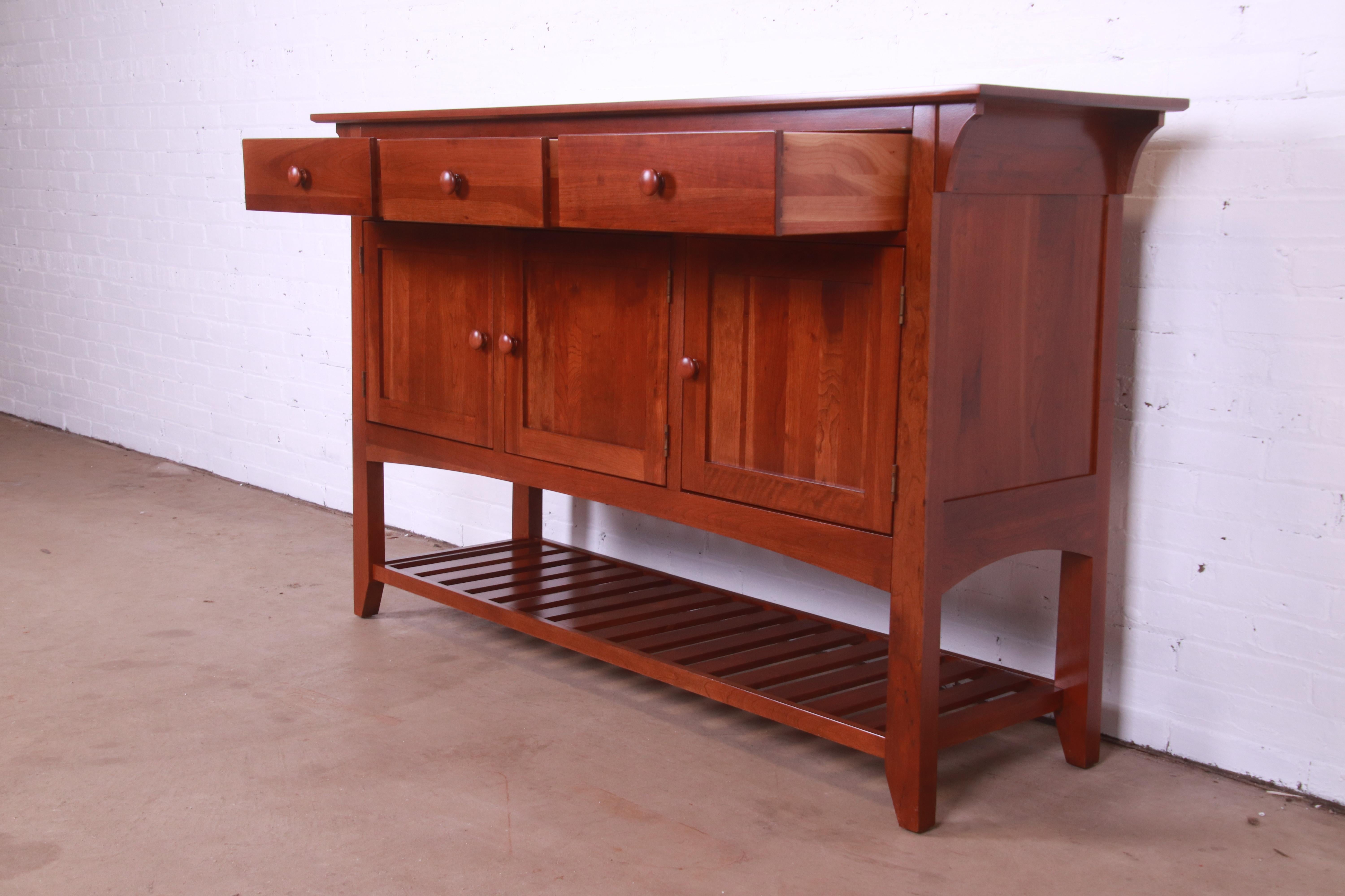 Ethan Allen Arts & Crafts Cherry Wood Sideboard or Bar Cabinet, Newly Refinished 3