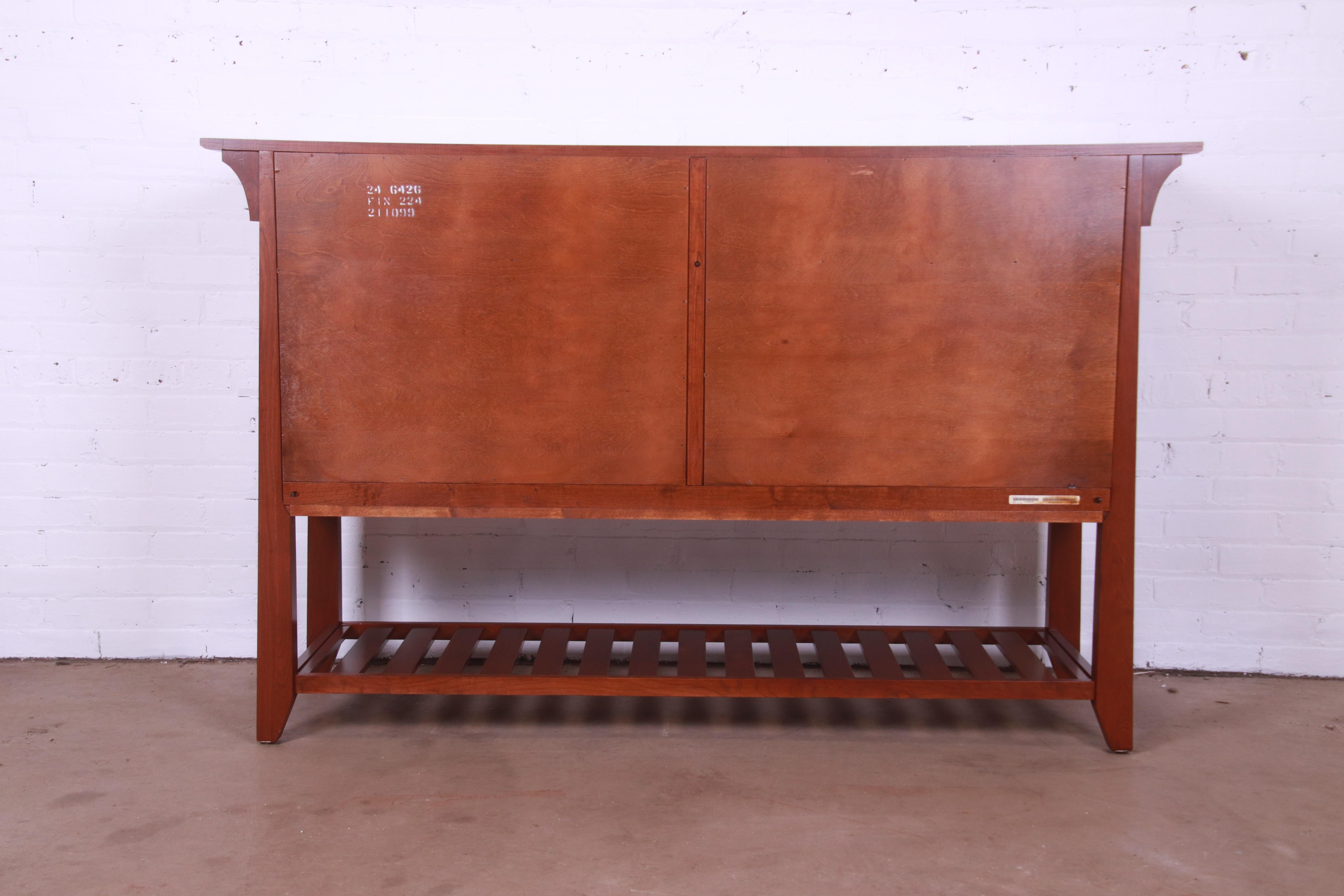 Ethan Allen Arts & Crafts Cherry Wood Sideboard or Bar Cabinet, Newly Refinished 10