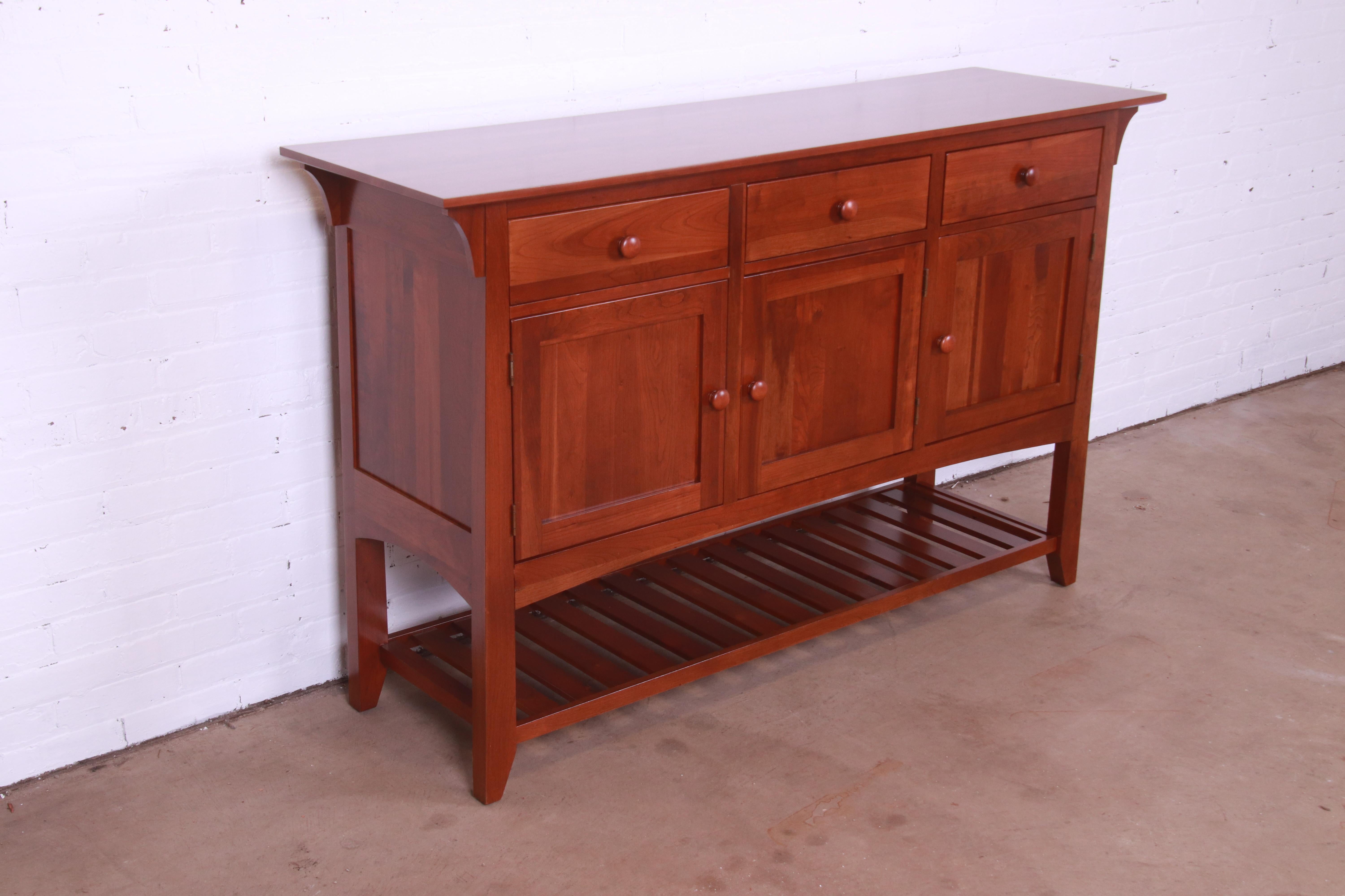 Arts and Crafts Ethan Allen Arts & Crafts Cherry Wood Sideboard or Bar Cabinet, Newly Refinished