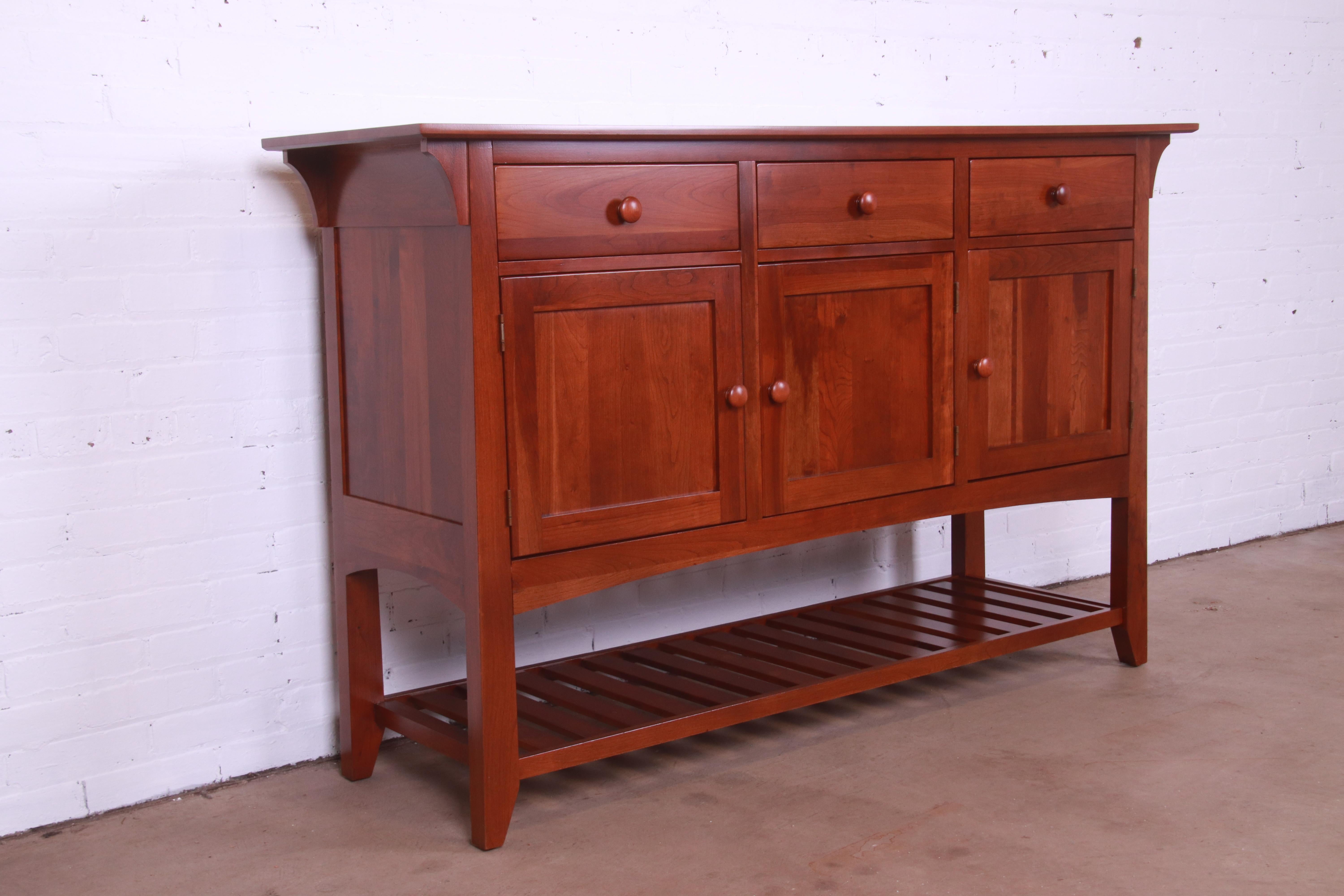 American Ethan Allen Arts & Crafts Cherry Wood Sideboard or Bar Cabinet, Newly Refinished